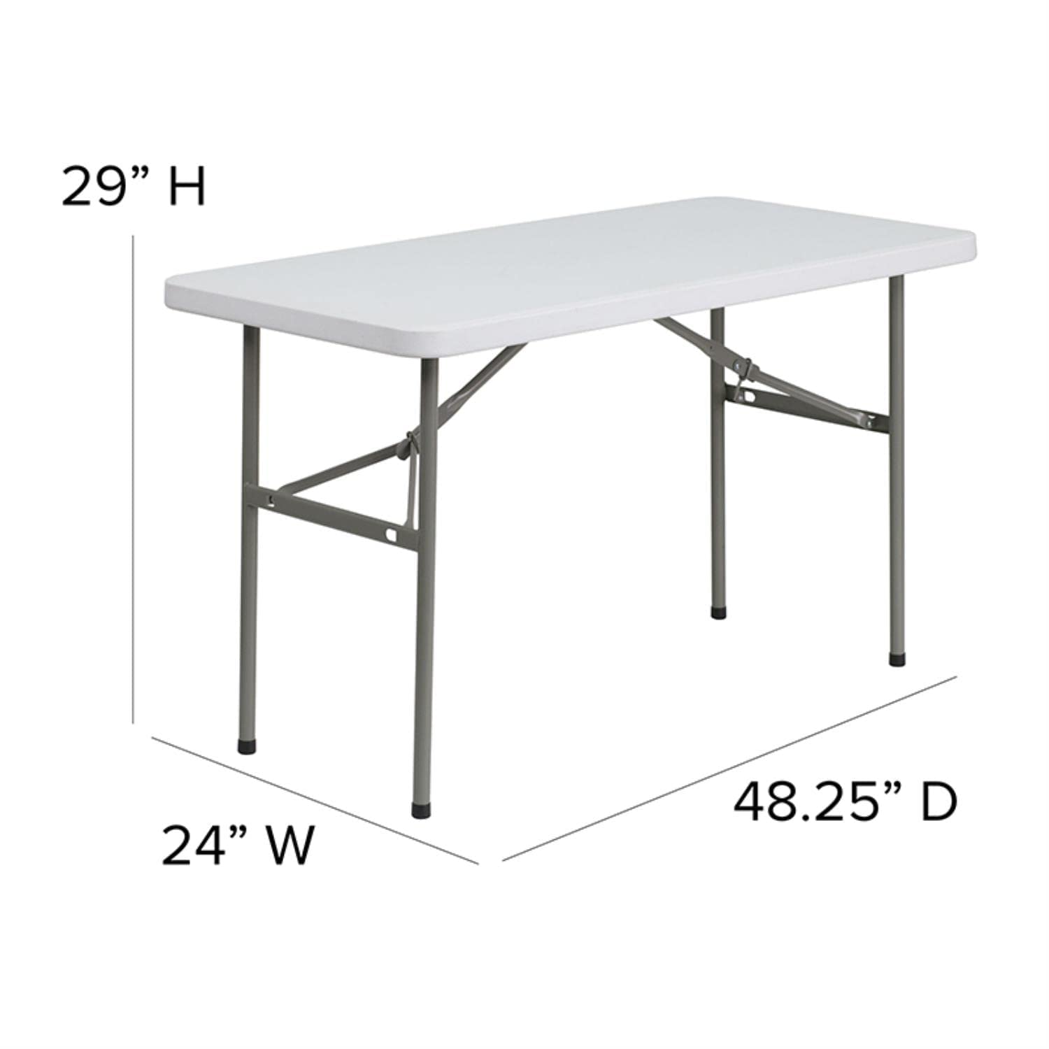 Flash Furniture 4-Foot Granite White Plastic Folding Table & Hercules™ Series Folding Chairs - 2 Pack, 650LB Weight Capacity, Lightweight & Comfortable Event Chairs for Parties, Weddings, and Outdoor Gatherings