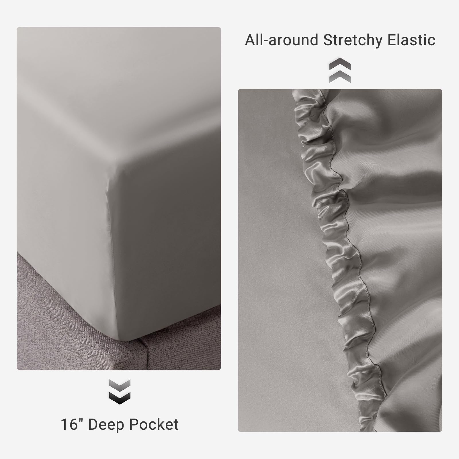 TXHSILK 100% Mulberry Silk Fitted Sheet Set - 7A+ Grade 3-Piece Luxury Bedding with 16