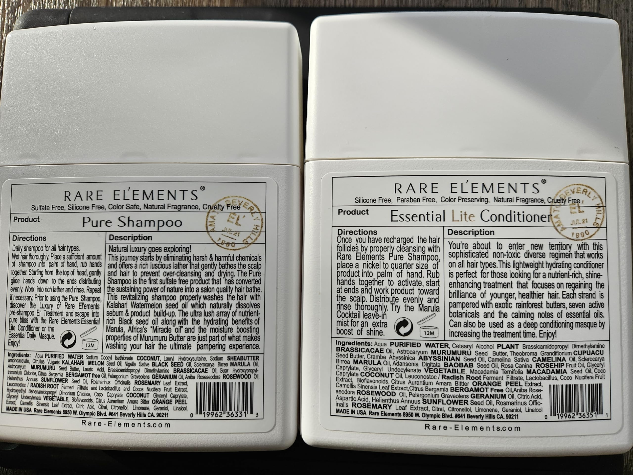 Rare Elements Pure Shampoo & Essential Lite Conditioner Set with Gute Carrying Bag (3-Piece Bundle) 8 oz - Sulfate-Free Hair Care for Dry, Damaged Hair - Perfect for Travel & Daily Use