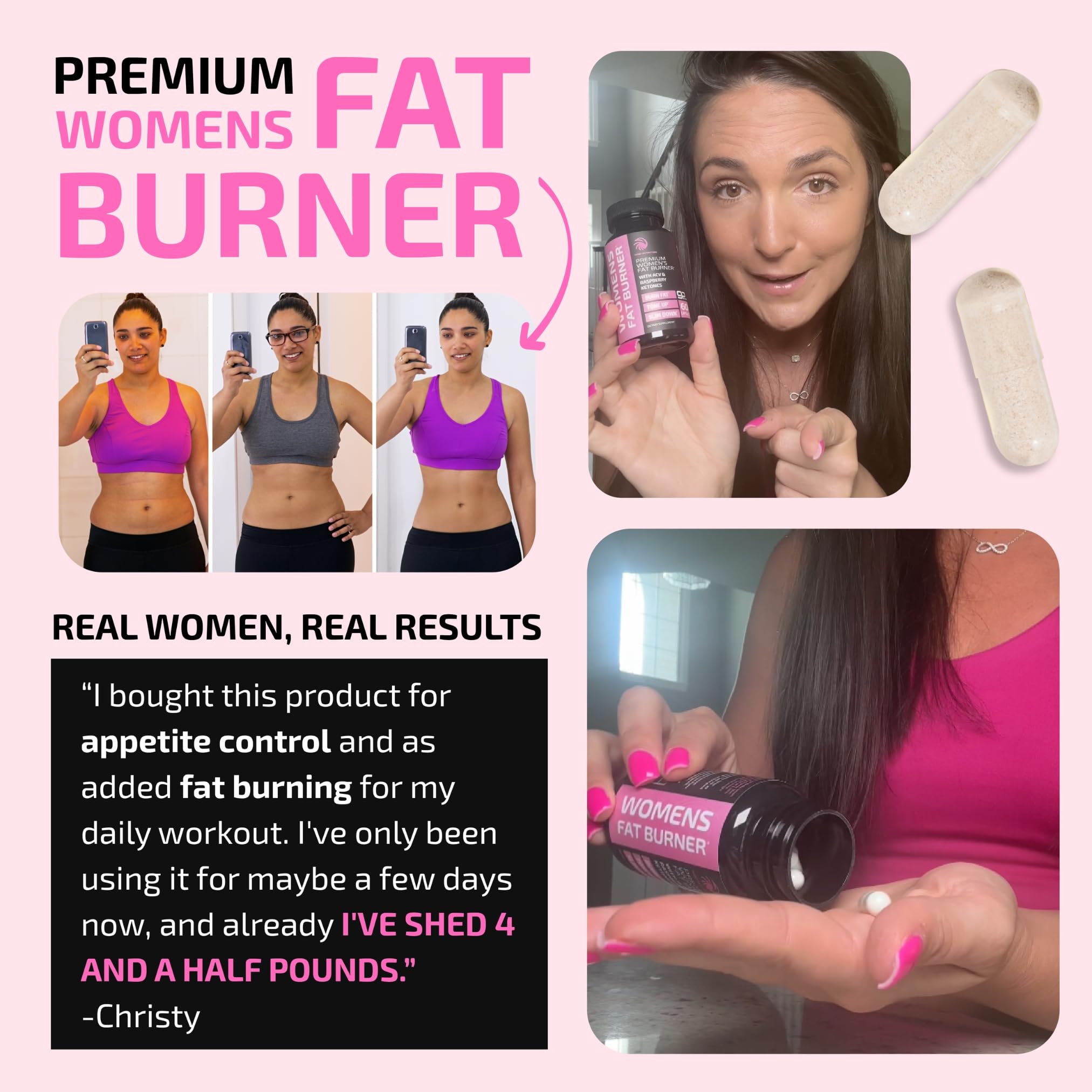 Best Fat Burners for Women - Weight Loss Pills to Reduce Belly Fat with Raspberry Ketones | Appetite Suppressant, Metabolism Booster & Bloating Relief | Diet Pills & Weight Loss Supplements | 60 Capsules | Perfect for Gym, Workout & Daily Energy Boost