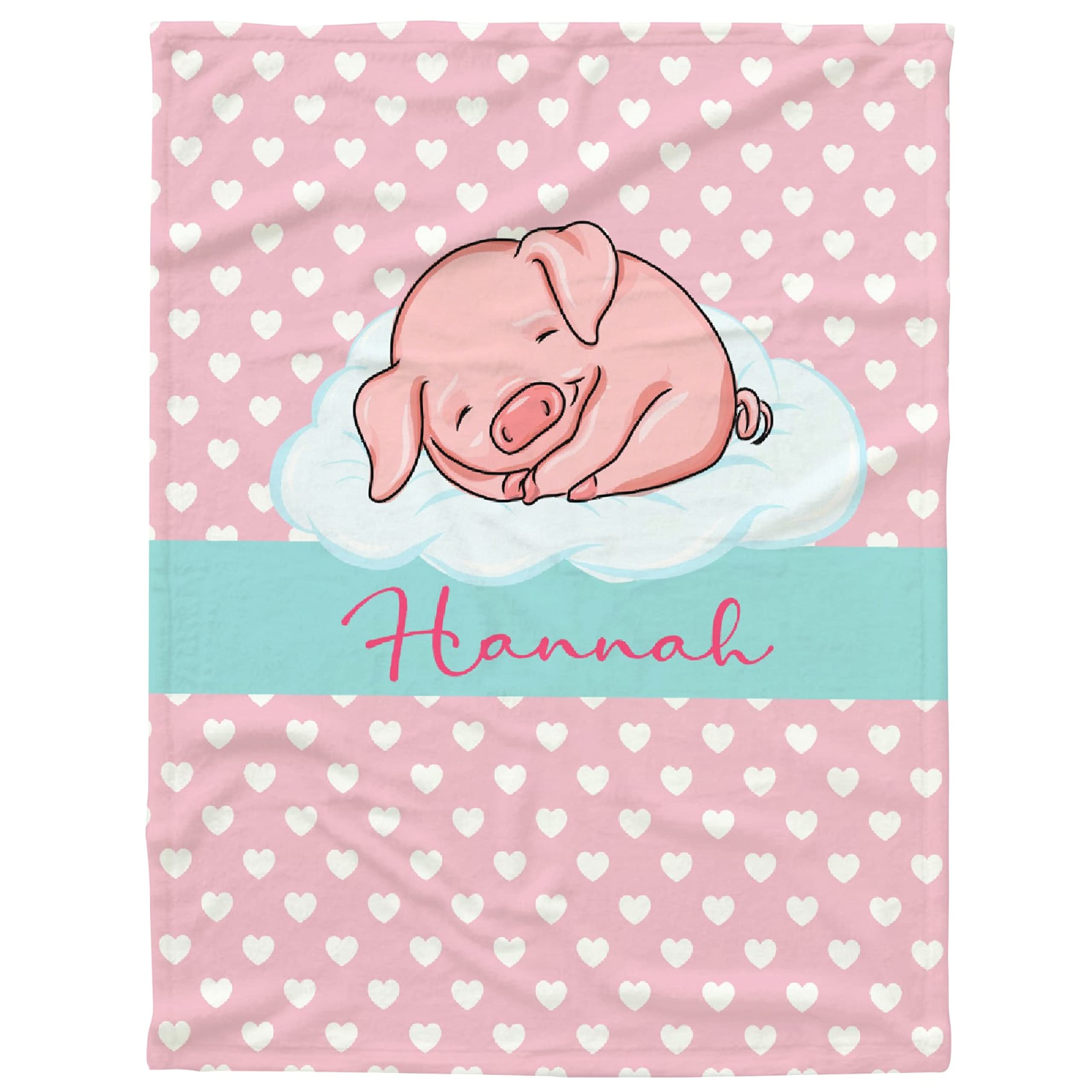 Personalized Baby Blanket with Name - Custom Cute Pig Fleece Throw Blanket for Girls & Boys | Extra Large 120x90 Inch | Perfect Baby Shower Gift, Birthday Present for Granddaughter, Niece | Cozy Nursery Blanket for Cuddling & Family Photos