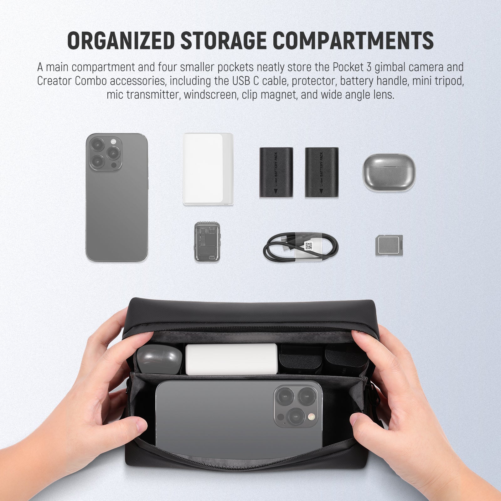 NEEWER PB10 Protective Carrying Case for DJI Osmo Pocket 3 - Waterproof Travel Storage Bag for Camera Accessories, Perfect for Vlogging, Travel & Outdoor Adventures