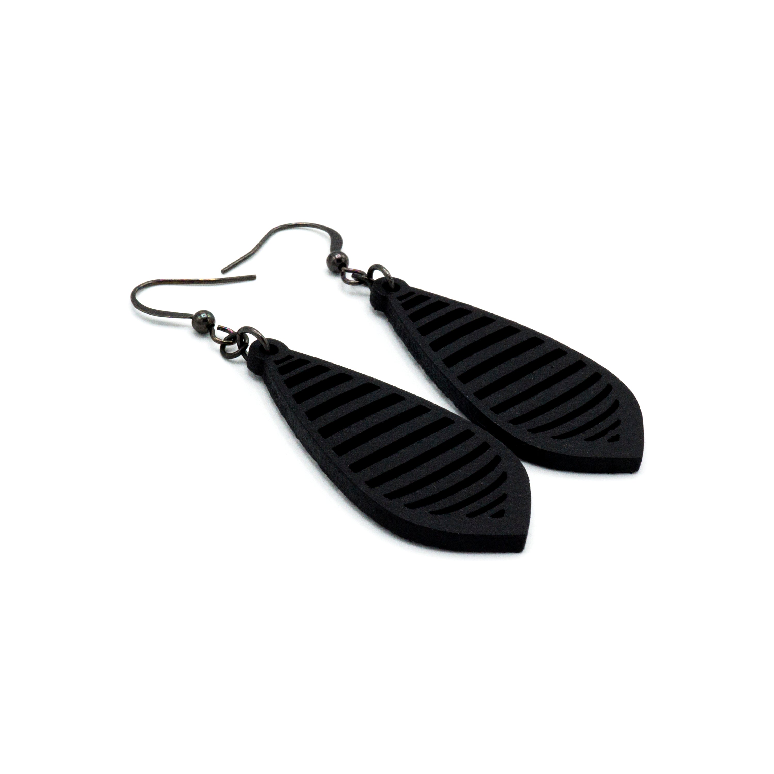 Gem Point 12 [S] Black Leather Earrings - Stylish Boho Accessories for Women, Perfect for Parties, Weddings & Everyday Wear