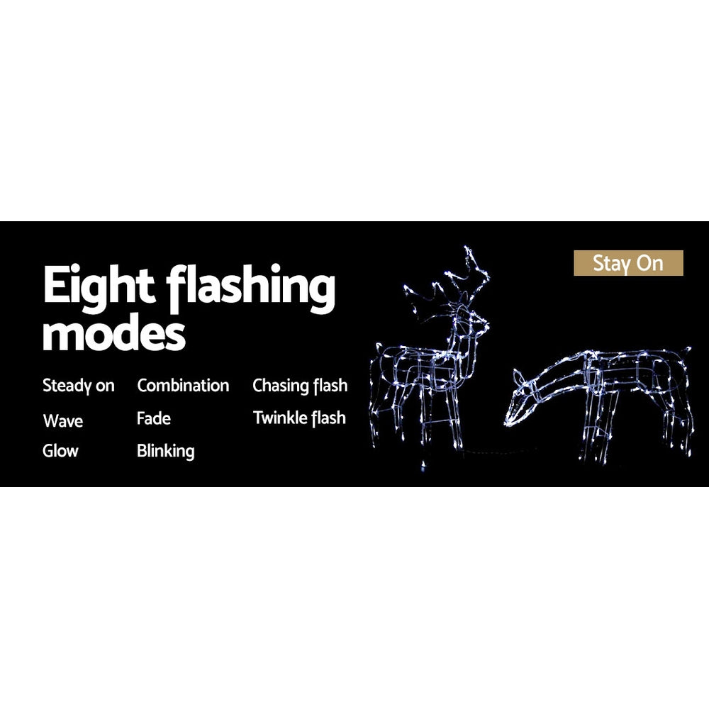 Solar Powered LED Rope Lights with Reindeer Christmas Motif - Waterproof Outdoor Holiday Decor for Garden, Patio & Yard
