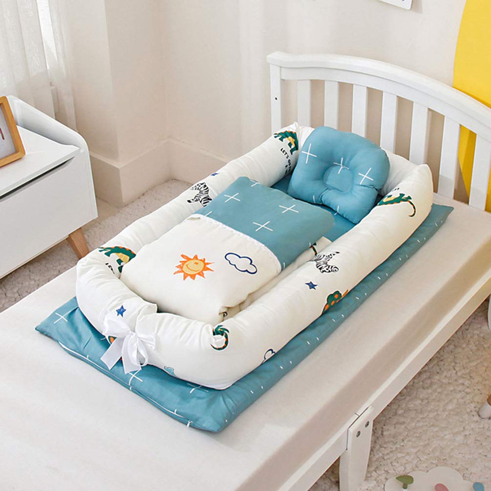 GHKJ Portable Baby Lounger Nest with Pillow & Blanket - Newborn Co-Sleeper Bed for Safe Sleeping with Parents | 360° Protection to Soothe Baby's Sleep | Perfect for Nursery, Travel & Bedside Co-Sleeping (Style 3)