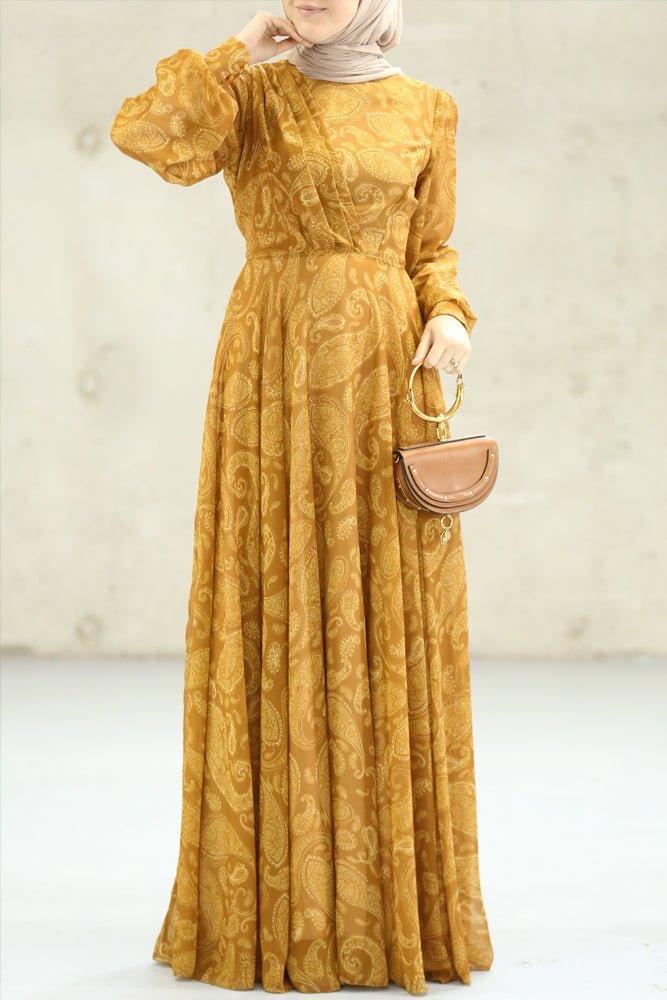 Medinaa Modest Dress for Women - Elegant Long Sleeve Maxi Dress with Flowy Skirt | Perfect for Prayer, Church, and Special Occasions