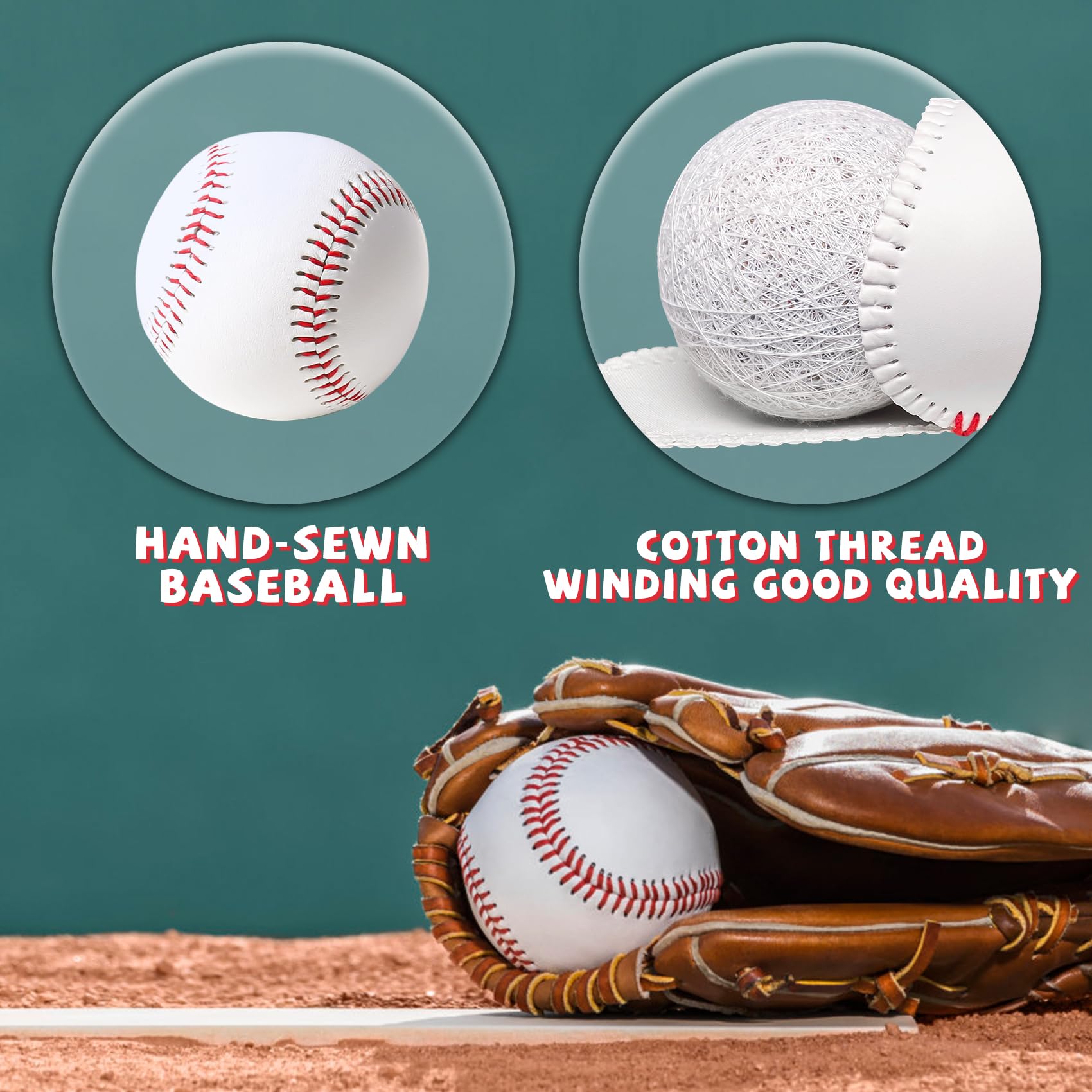 12/24 Pack Official Size Leather Baseballs for Adults - Unmarked Training Balls for Pitching, Hitting & Fielding Practice - Perfect for Youth Baseball Teams & Backyard Drills