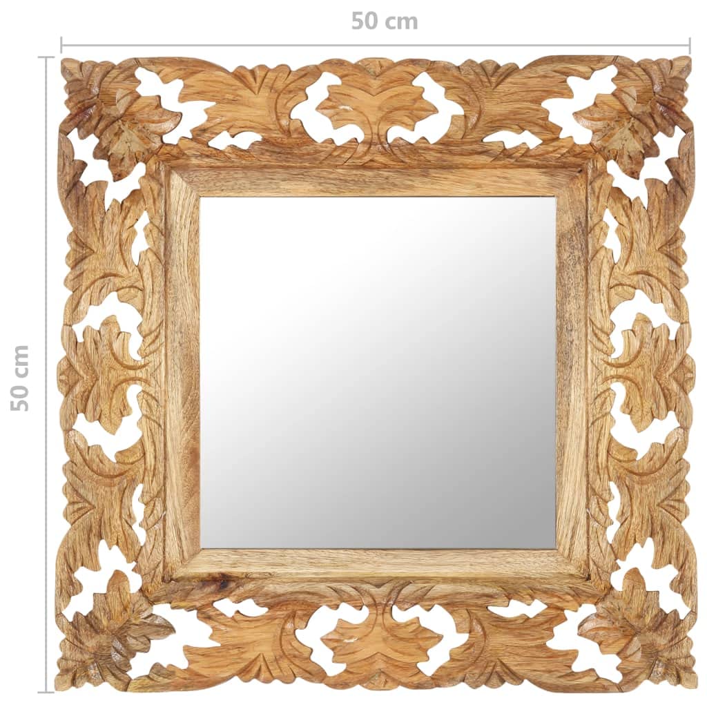 Hand Carved Brown Mirror 19.7
