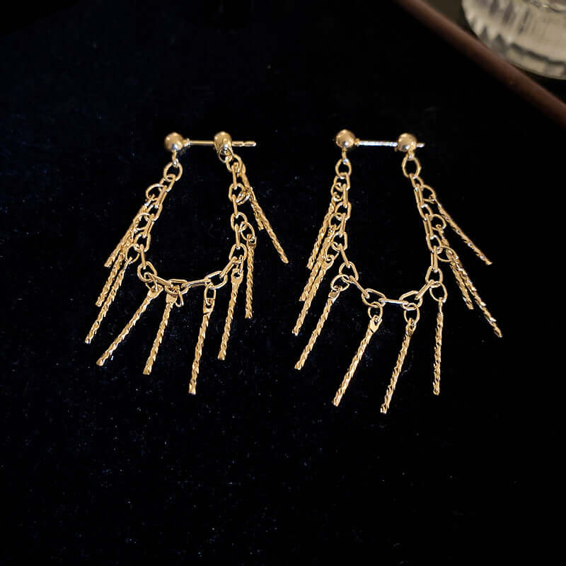 Elegant Gold Chain Tassel Waterfall Earrings for Women | Fashion Dangle Drop Earrings | Perfect for Parties, Weddings & Evening Events | R1554