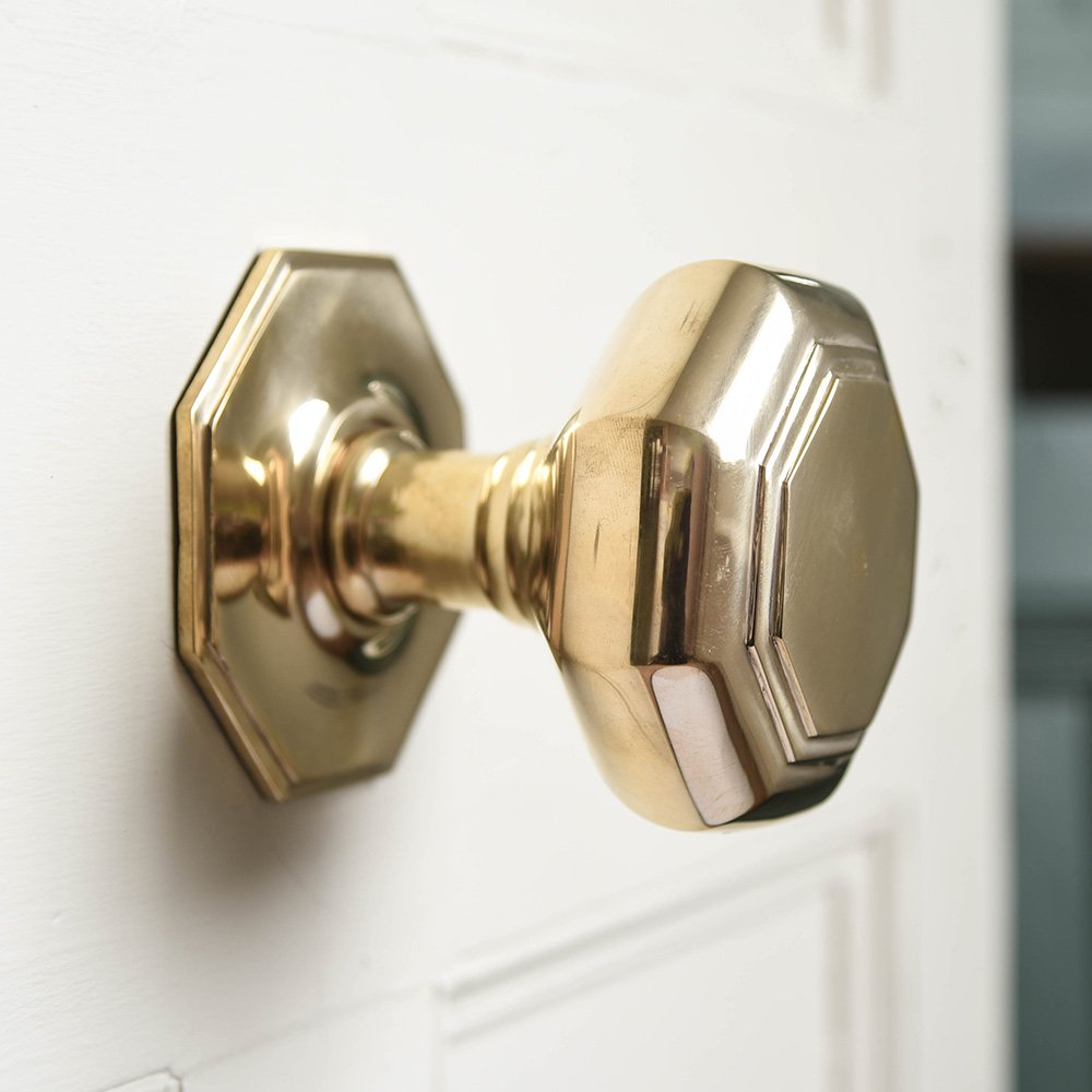 Polished Brass Octagonal Door Pull - Large Size for Cabinet, Drawer & Furniture Hardware - Perfect for Home, Office & Commercial Use