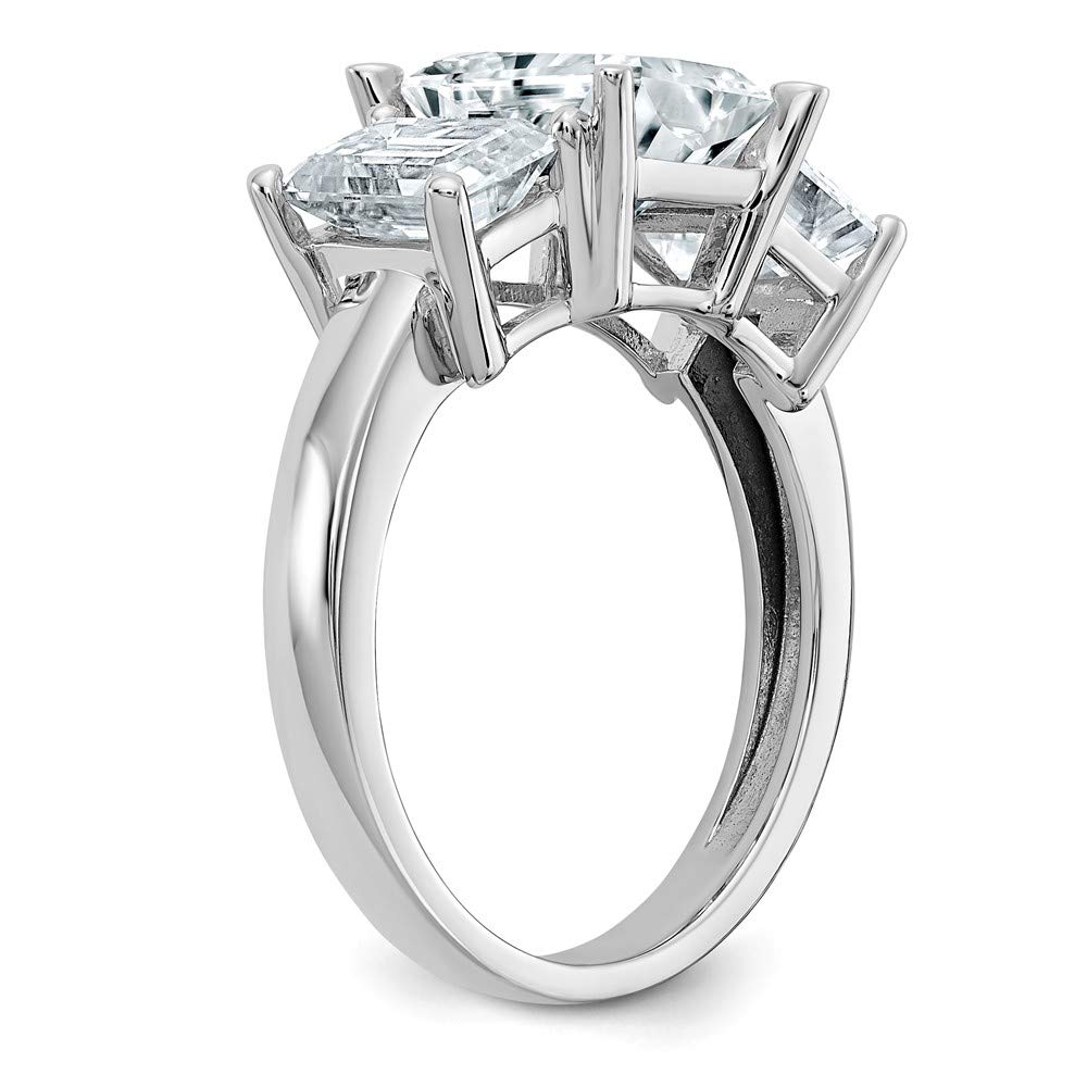 14K White Gold Octagon Radiant Three Stone Engagement Ring for Wedding Proposal
