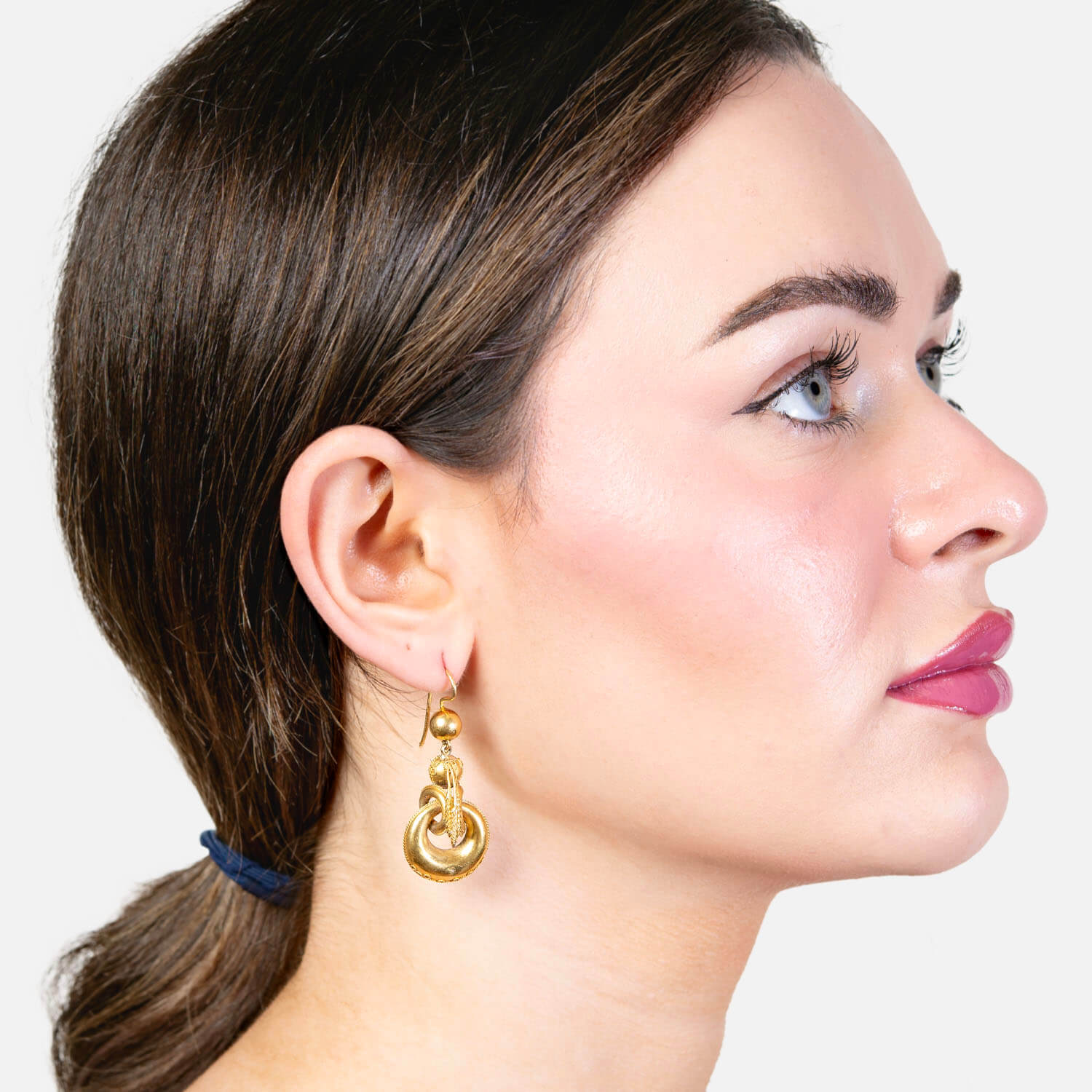 14K Gold Victorian Harvest Wheat Dangle Hoop Earrings - Elegant Etruscan Style Jewelry for Women, Perfect for Weddings, Parties & Special Occasions