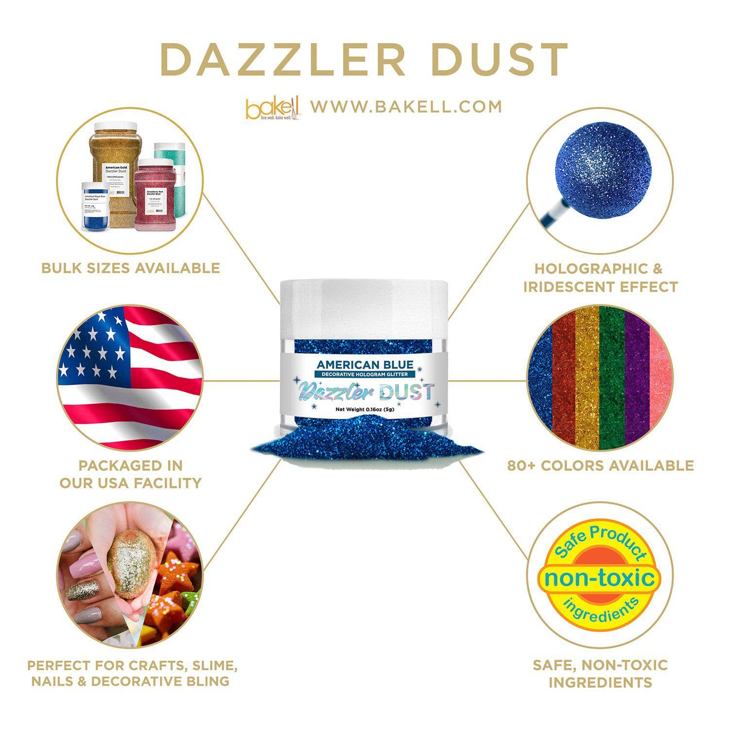 American Blue Dazzler Dust® - Premium Glitter Powder for Crafts, Cosmetics & DIY Projects | Wholesale Bulk Supplier | Perfect for Nail Art, Slime Making & Festival Body Paint