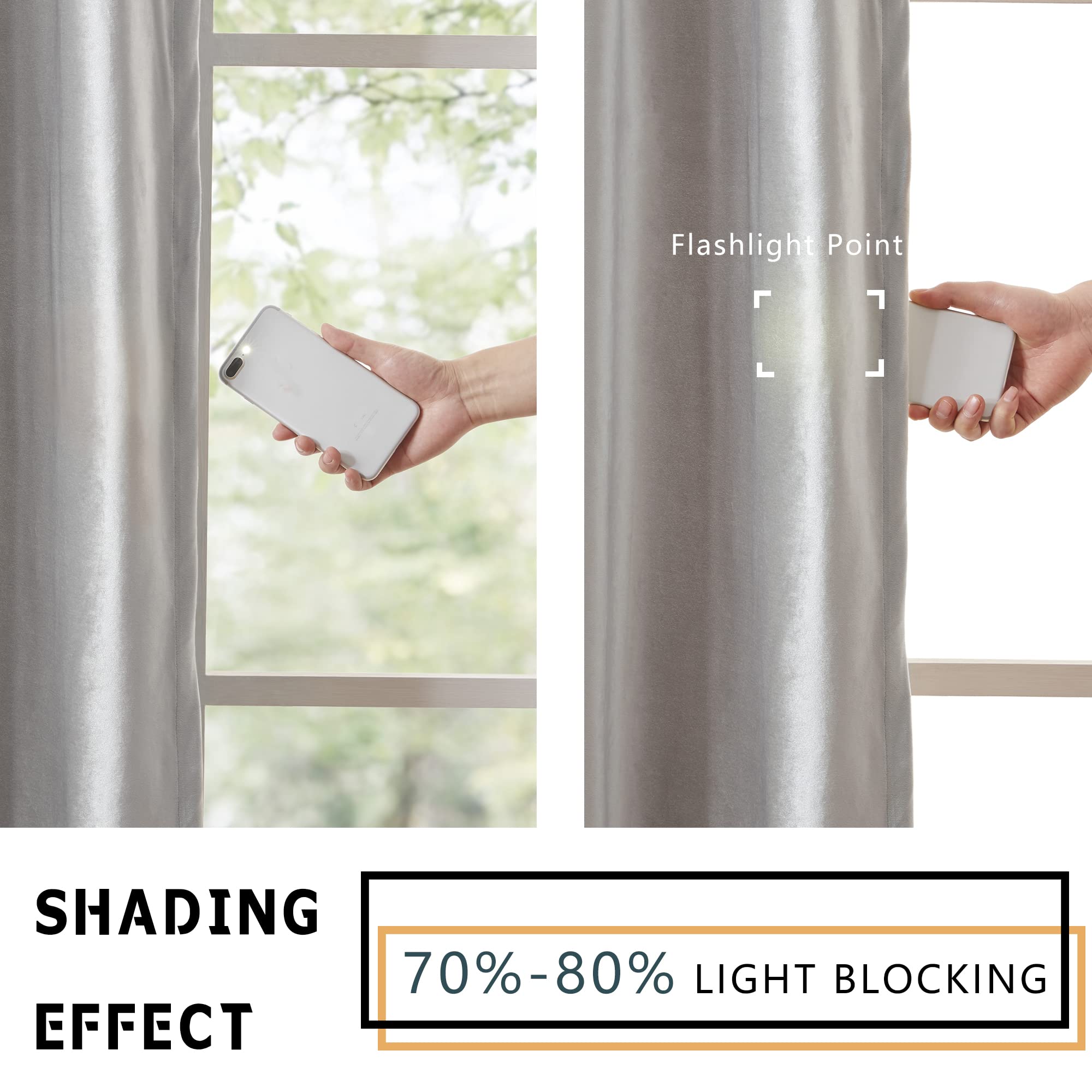 PRIMROSE 84 Inch Silver Velvet Blackout Curtains - Set of 2 Panels with Rod Pocket for Living Room & Bedroom | Thermal Insulated Window Drapes for Light Blocking, Noise Reduction & Home Decor | Perfect for Night Shift Workers, Light Sleepers & Home Theater Setup