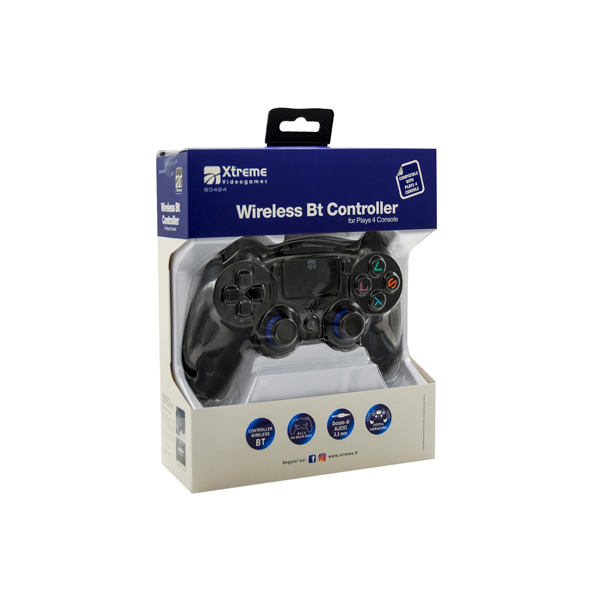 Wireless Bluetooth Gaming Controller for PlayStation 4 - Xtreme Joypad (Model 90424) | Ergonomic Design, Vibration Feedback, 2.5m Charging Cable, Audio Jack | Perfect for Long Gaming Sessions & Multiplayer Battles