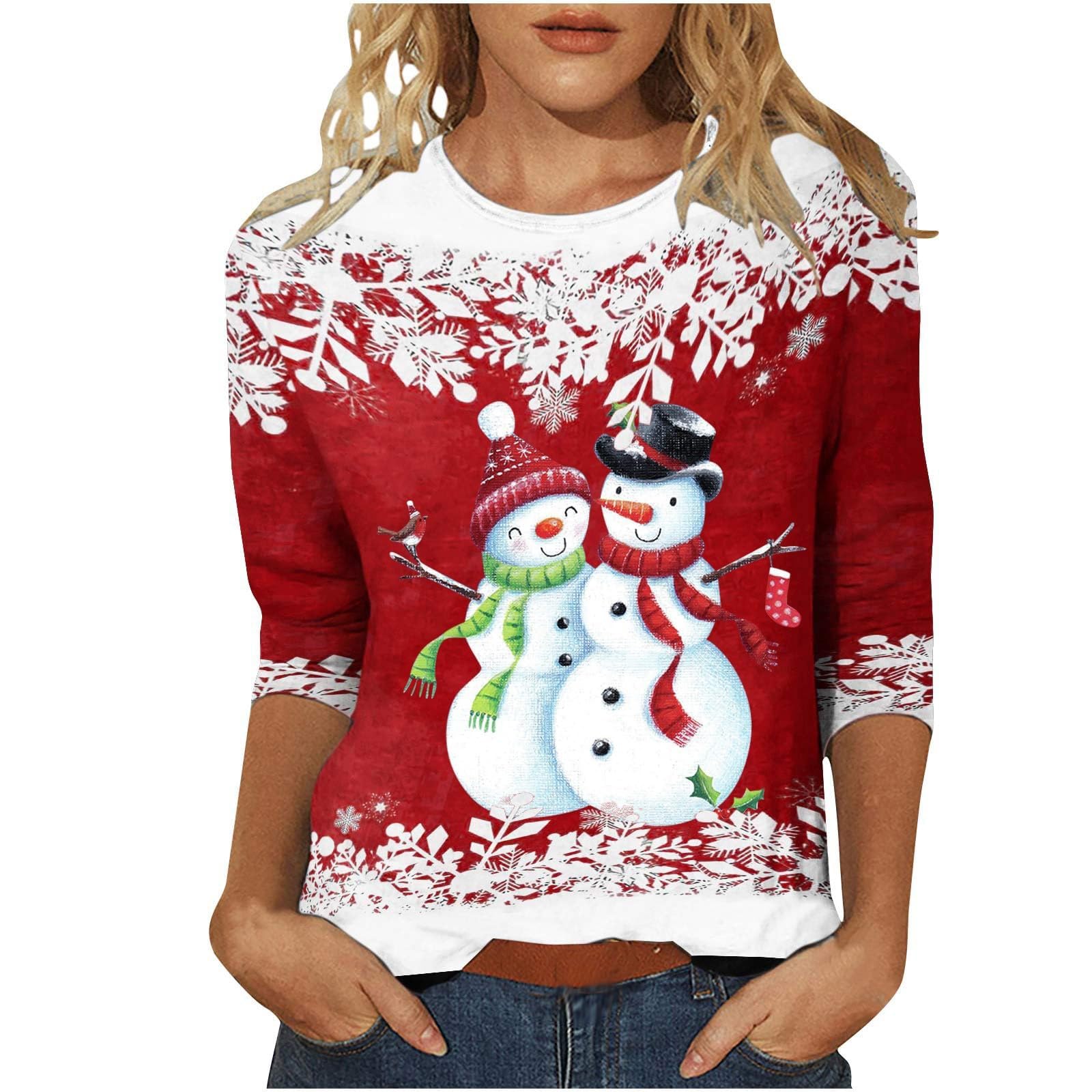 Vintage Oversized Christmas Hoodie for Women - Cozy Fall Cropped Sweater & Gnome T-Shirt | Lightning Deals | Prime Eligible | Hot Pink & Blank Styles | Perfect for Holiday Parties, Gift Giving & Casual Winter Wear