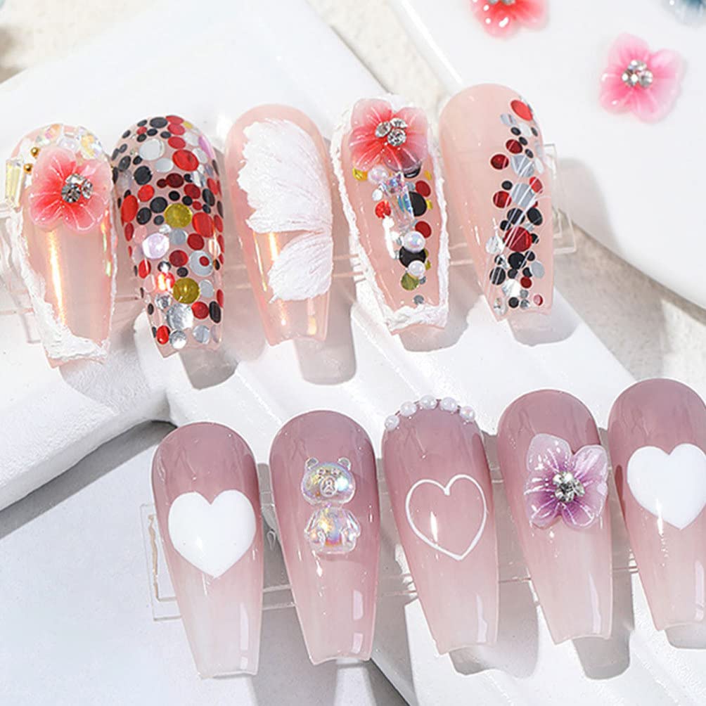 FOMIYES 15Pcs Flower & Rhinestone Butterfly Nail Charms - DIY Nail Art Decals for Women - Perfect for Manicure, Nail Salon, Wedding & Party Nail Designs