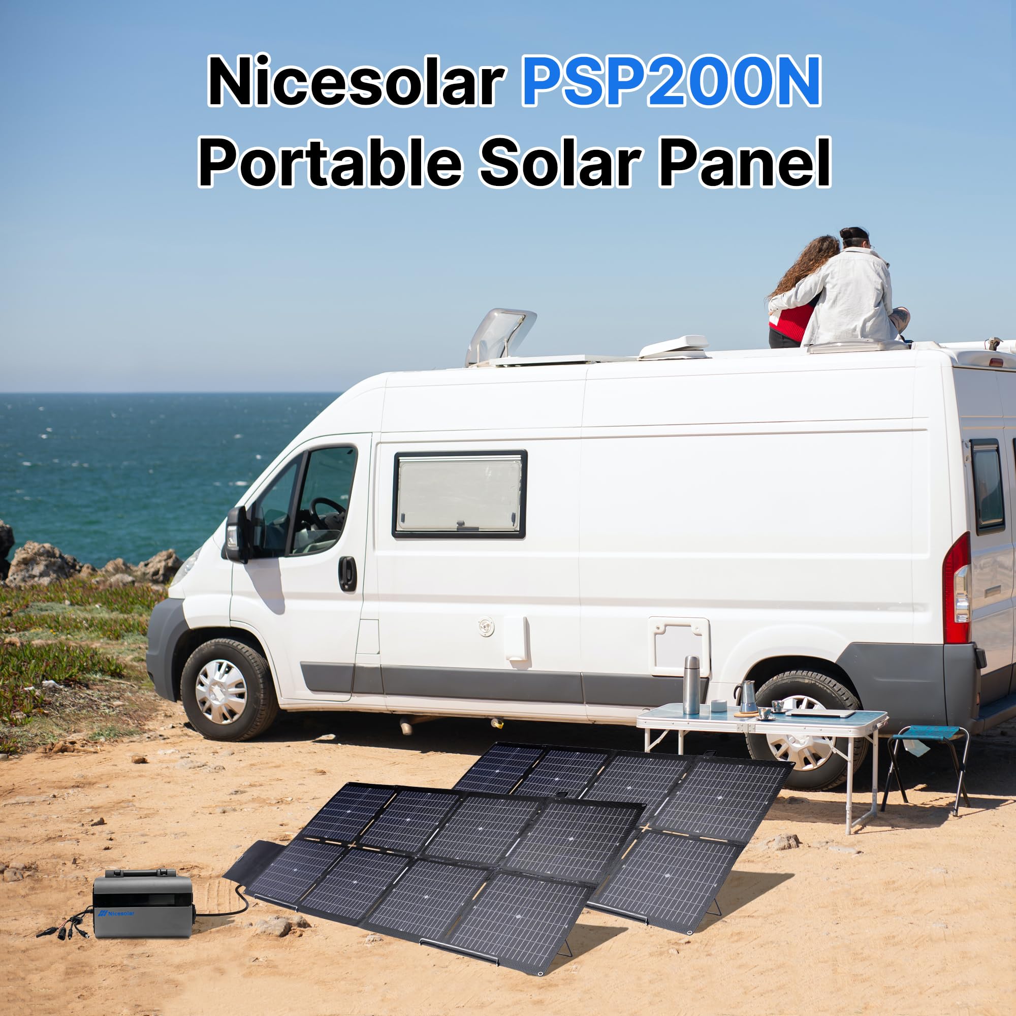 Nicesolar 200W Bifacial Portable Foldable Solar Panel Charger with USB A&C PD 65W - Compatible with Power Stations, Generators, Laptops, Smartphones, Tablets - Ideal for Outdoor Camping, RV Trips, Van Life & Emergency Power Backup