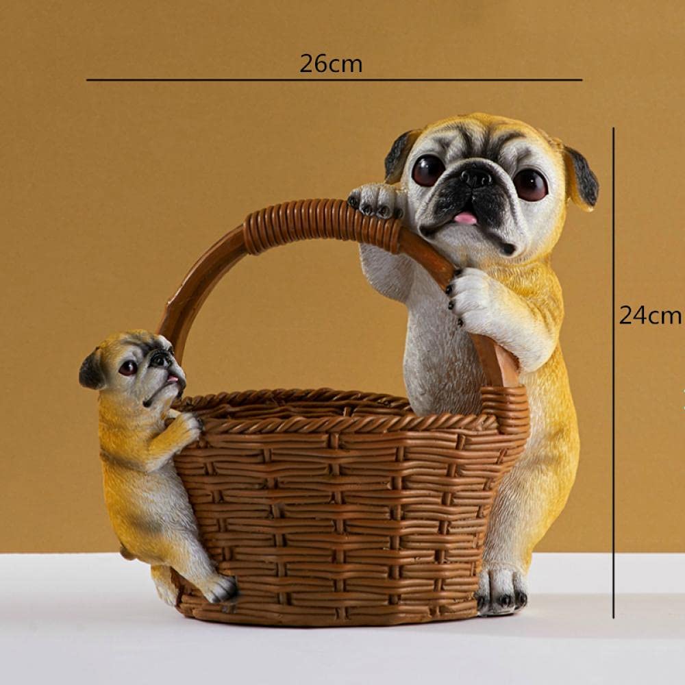 Resin Animal Dog Storage Basket - Outdoor Statue & Home Decor for Desktop, Shelf, or Garden - Perfect for Organizing Keys, Toys, and Small Items