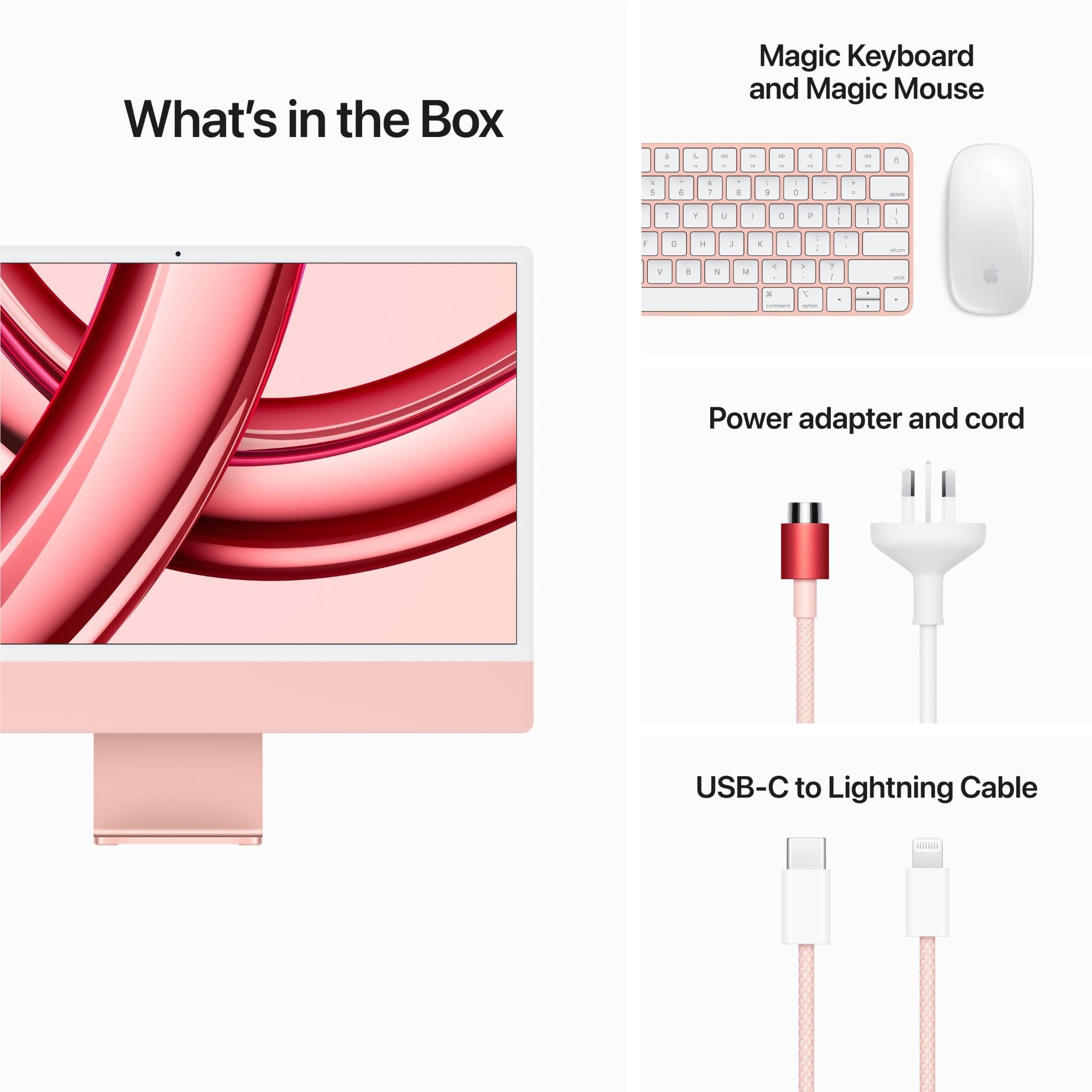 Apple iMac 24-inch with Retina 4.5K Display, M3 Chip 10-Core GPU, 256GB SSD - Pink (2023 Model) | Perfect for Home Office, Graphic Design & Creative Work