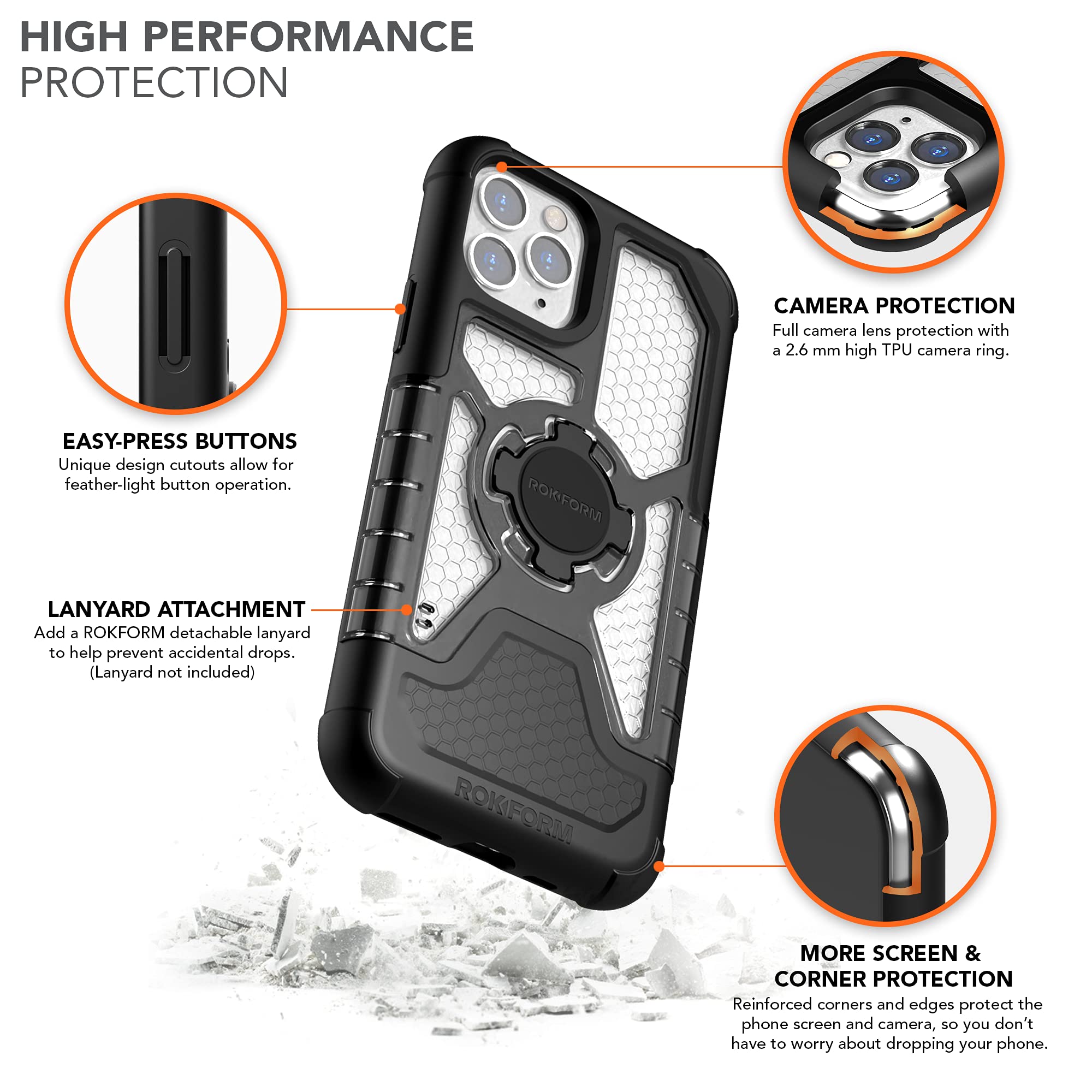 Rokform Crystal Clear Case for iPhone 11 Pro with Secure Motorcycle Phone Mount - Perfect for Biking, Commuting & Outdoor Adventures