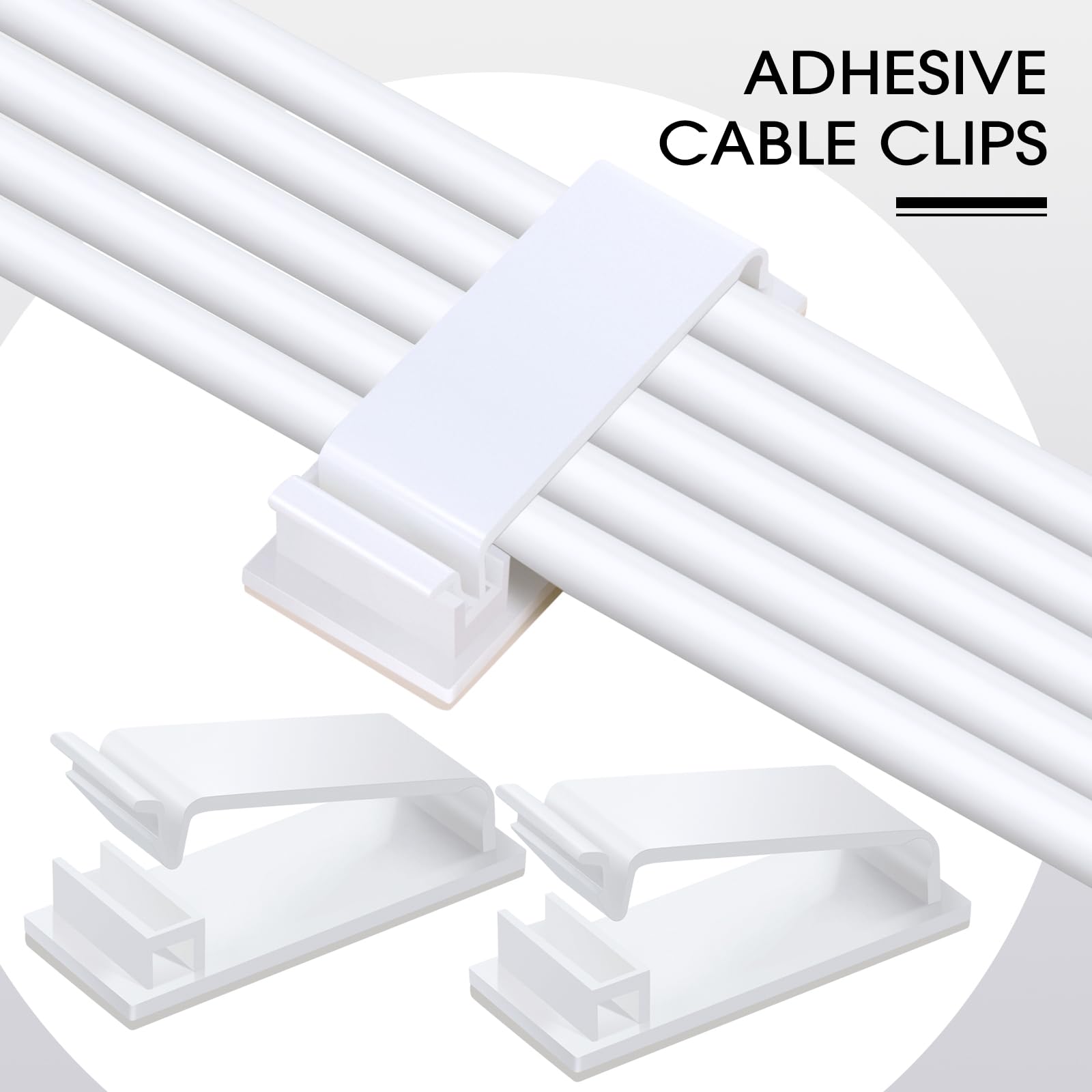 Hicarer 100 Pcs White X-Large Adhesive Cable Clips Hooks - Strong Wire Cord Holders for Outdoor String Lights, Christmas Decorations - Perfect for Wall, Desk, Car, Home and Office Organization