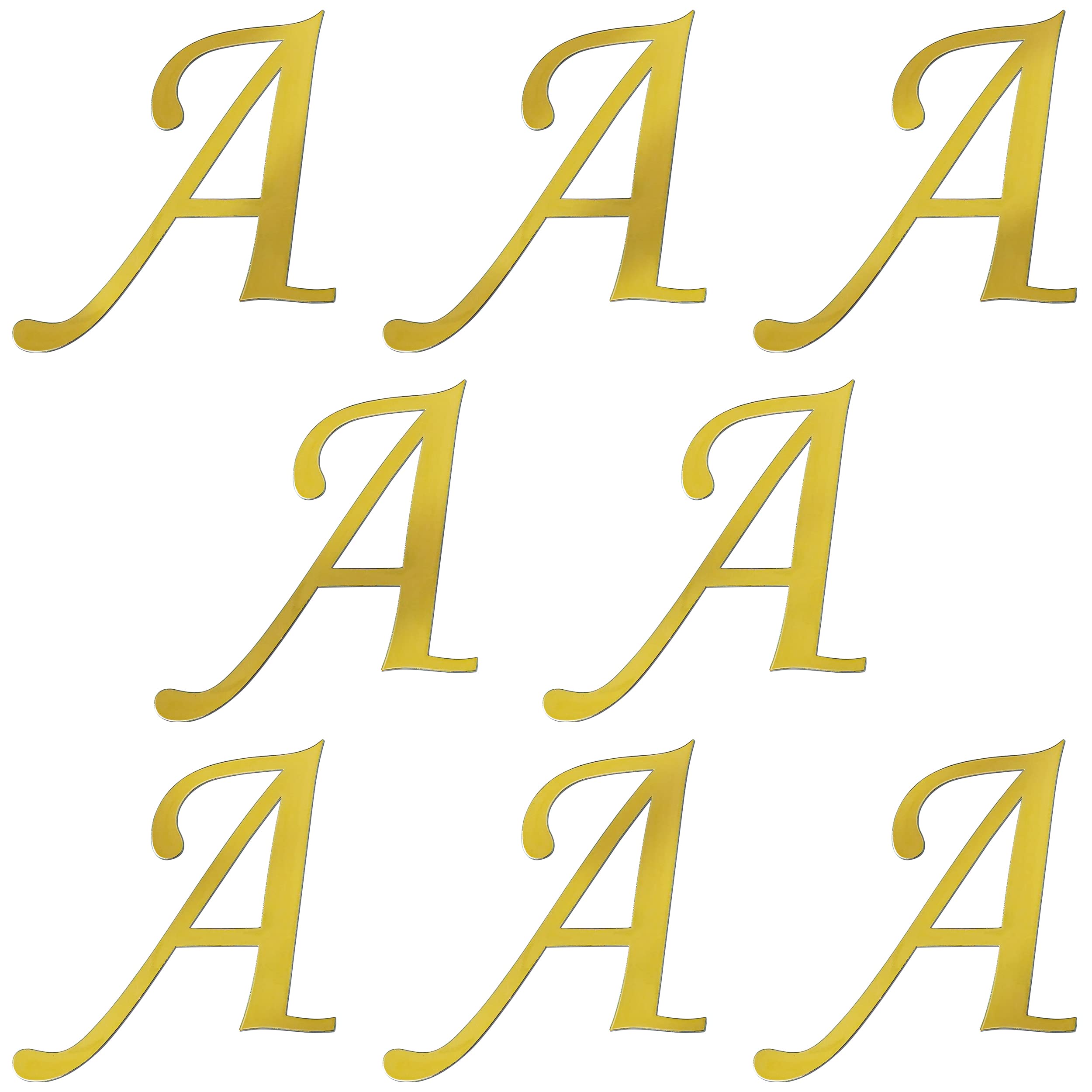 8Pcs Large Gold Foil Alphabet Stickers (A) - Vinyl Resin Letter Stickers for DIY Crafts, Water Bottles, Tumblers, Coasters, Cards & Scrapbooking - Premium Decorative Stickers for Resin Art Projects & Personalized Gifts