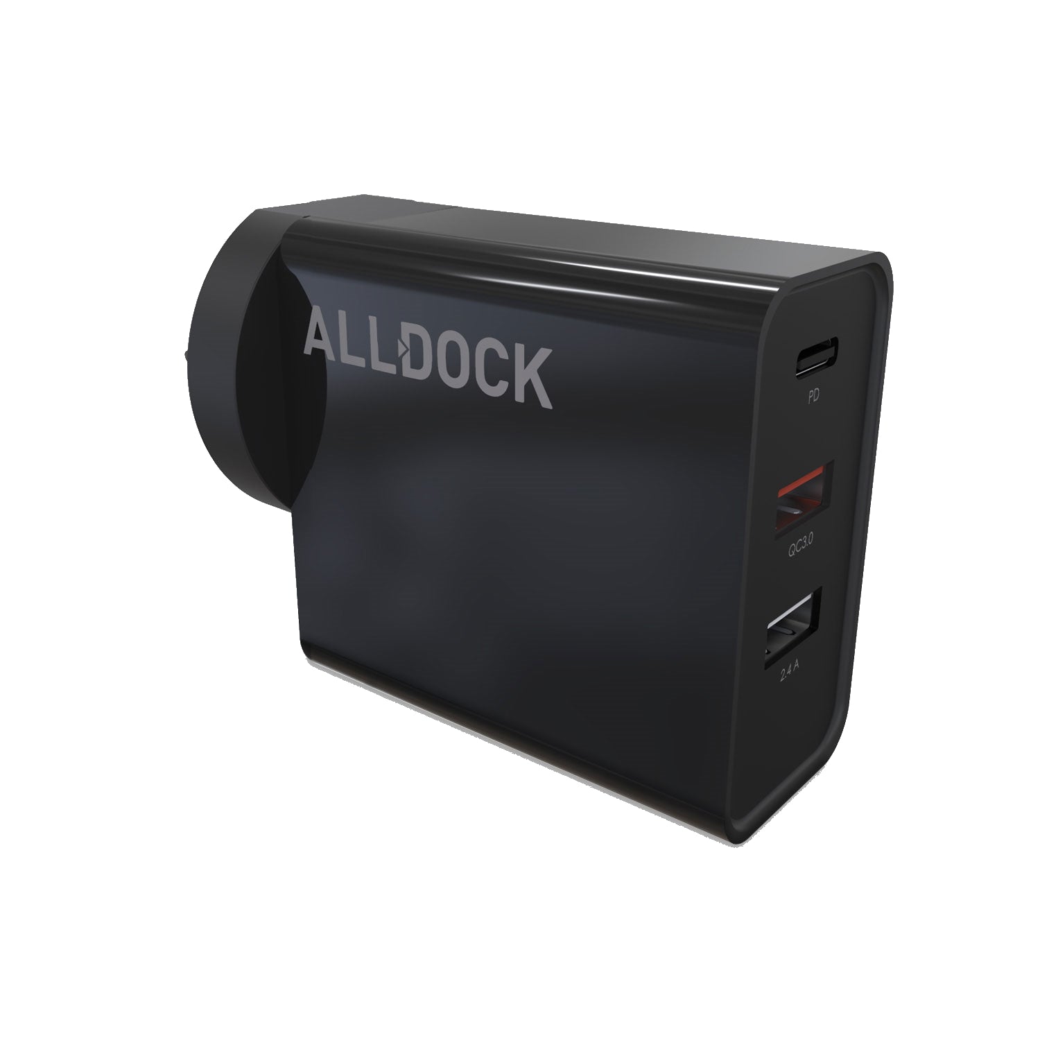 30W ALLDOCK Triple USB A/C Wall Charger - Fast Charging for iPhone, Samsung, iPad - Compact Travel Charger for Home, Office & Car Use