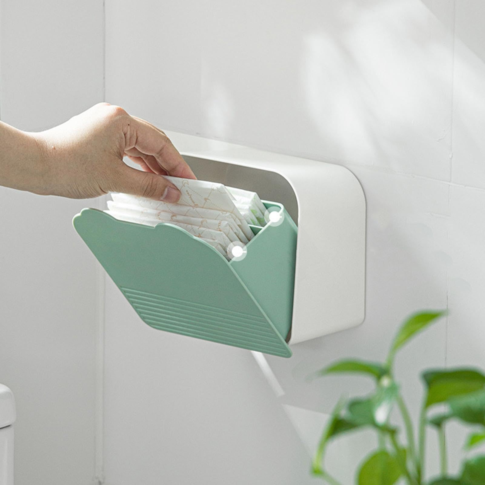 Organic Cotton Sanitary Napkins Storage Box - Hanging Tampon Organizer for Bathroom | Women's Hygiene Product Organizer with Lid | Perfect for Home, Office & Travel Use