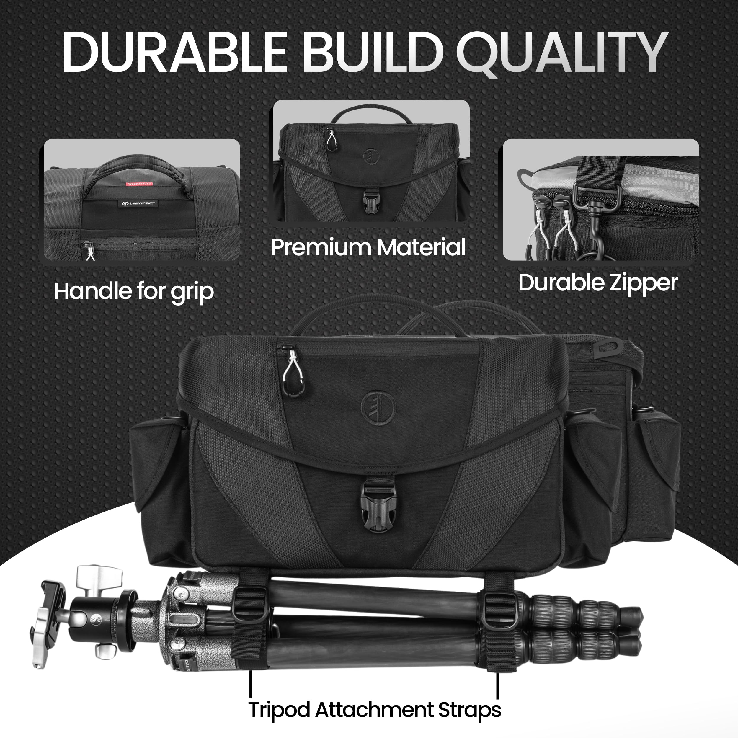 Tamrac Stratus 10 DSLR & Mirrorless Camera Bag - Waterproof Shoulder Bag with Tripod Holder Strap, Padded Interior for Photography Accessories - Perfect for Travel, Hiking & Outdoor Photography (Black)