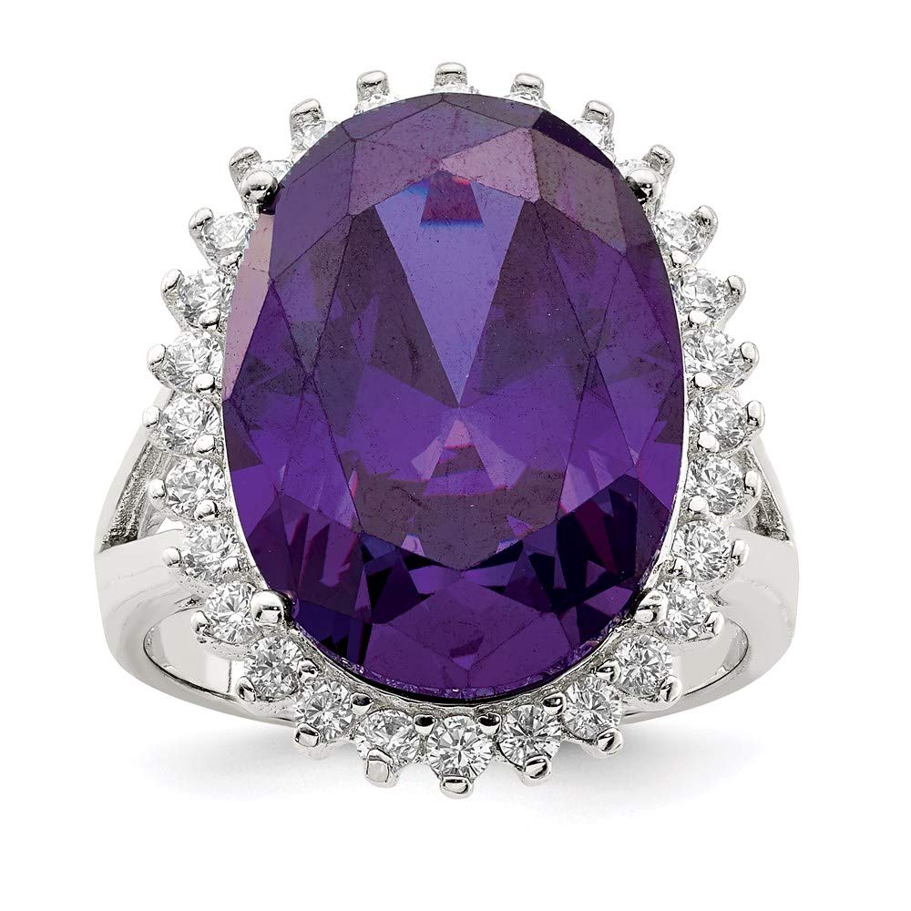 925 Sterling Silver Purple & Clear Cubic Zirconia Ring for Women - Elegant Fine Jewelry Gift for Her, Perfect for Anniversary, Birthday, Valentine's Day & Special Occasions