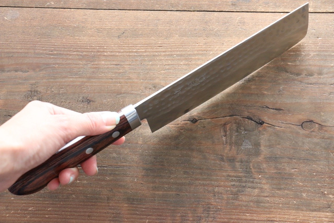 Premium Kunihira Tanzo VG1 Hammered Usuba Knife 165mm - Japanese Chef Knife with Mahogany Handle for Sushi, Vegetables & Precision Cutting - Ideal for Professional Chefs & Home Cooking
