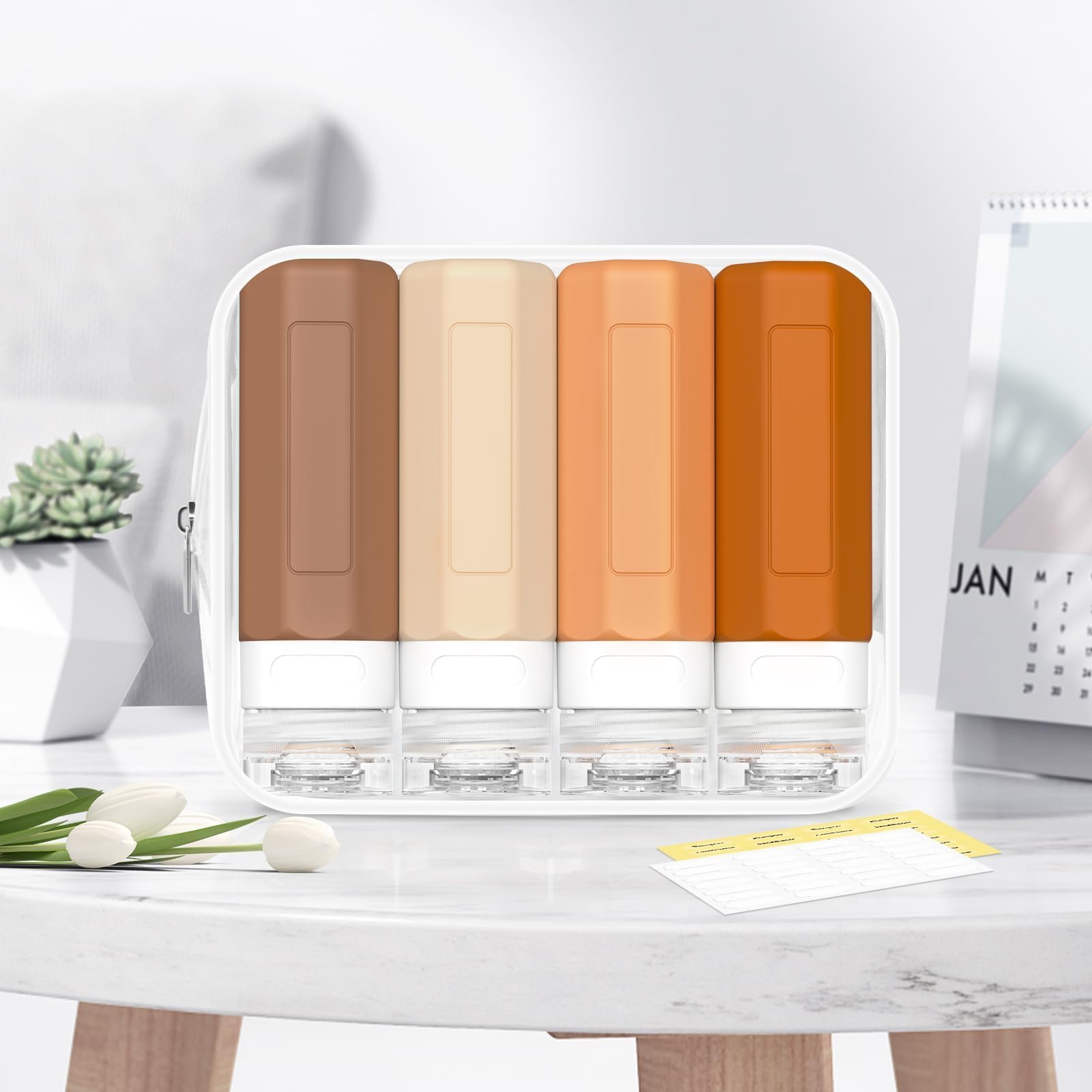 TSA Approved 3oz Travel Bottles for Toiletries - Leak Proof & BPA Free Refillable Containers for Shampoo, Conditioner & Cosmetics - Perfect for Air Travel, Gym & Vacation Essentials