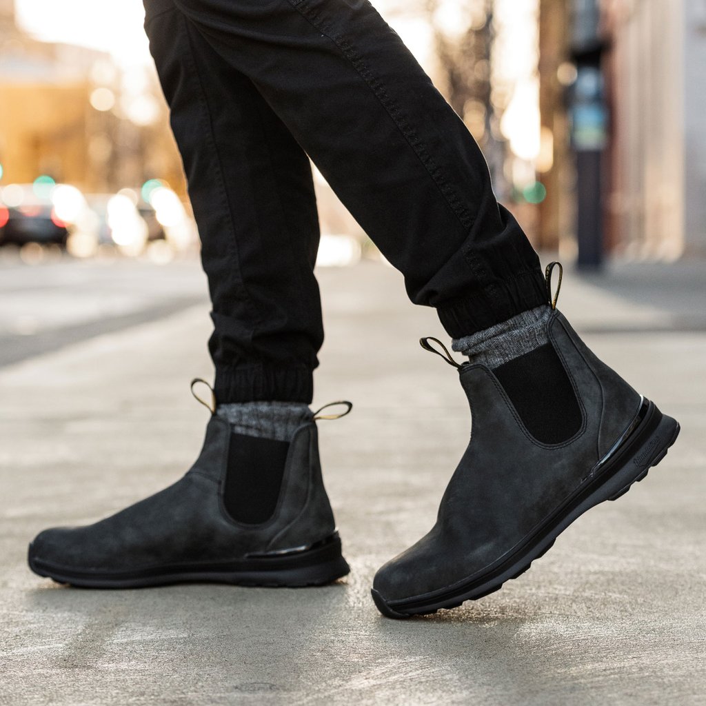 Blundstone 2143 Rustic Black Leather Chelsea Boots for Men - Comfortable & Durable Work Boots for Outdoor, Hiking, and Casual Wear