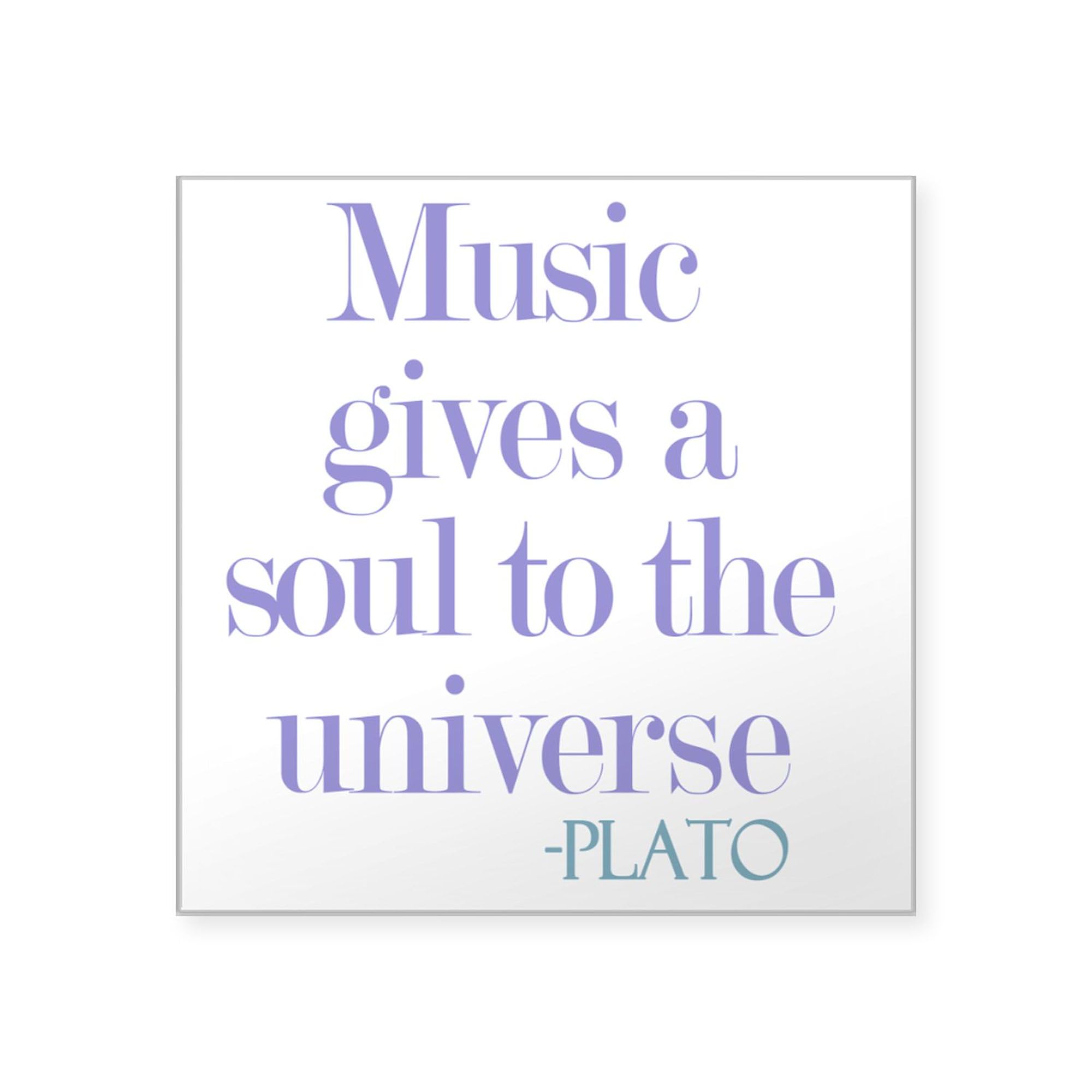 Music Gives Soul 3x3 Inch Square Bumper Sticker - Waterproof Vinyl Car Decal for Laptop, Guitar Case & Notebook - Fun Music Lover Gift