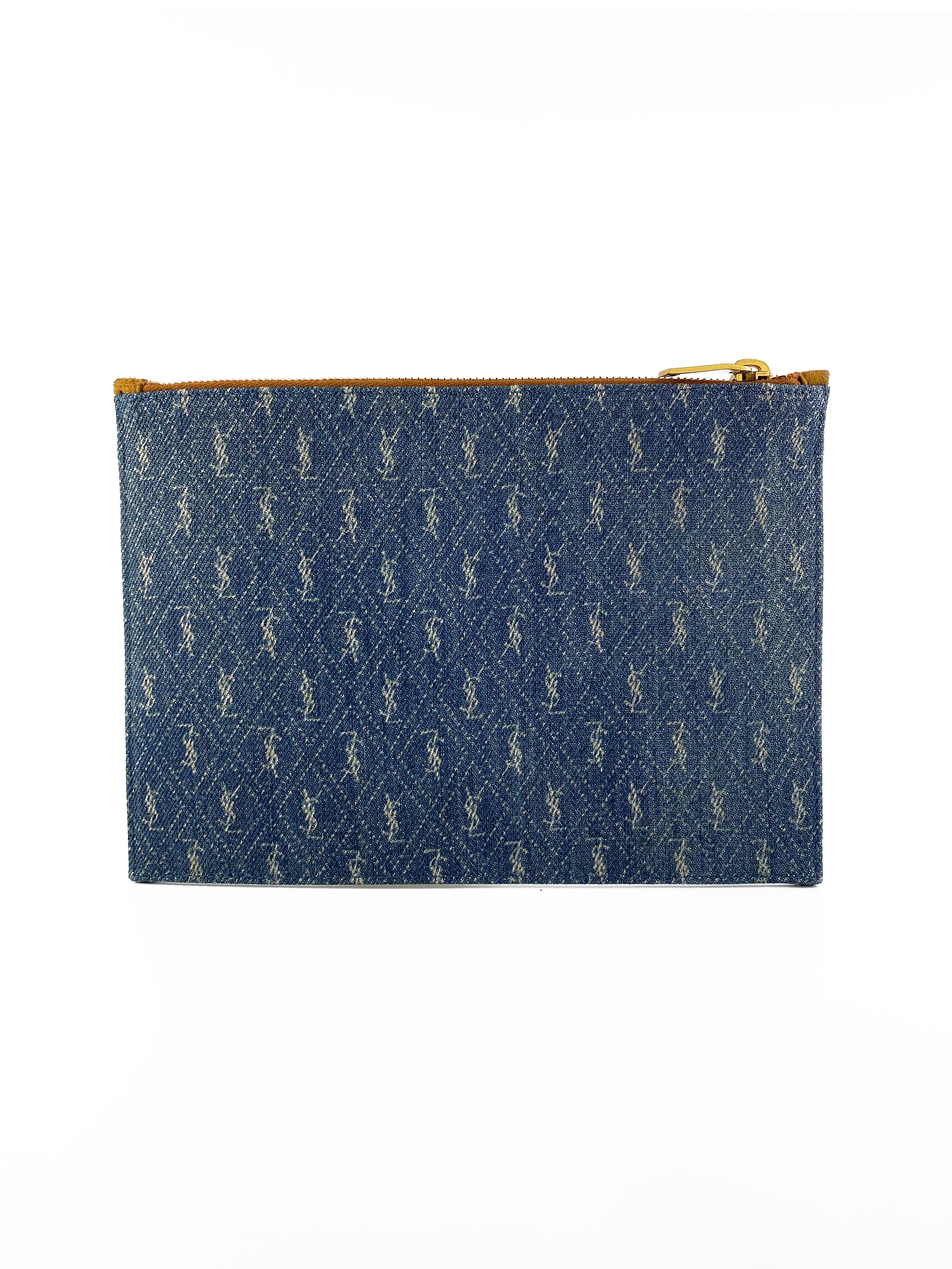 Saint Laurent Denim Pouch Crossbody Bag for Women - Luxury Designer Handbag with Adjustable Strap - Perfect for Everyday Use, Travel & Night Out