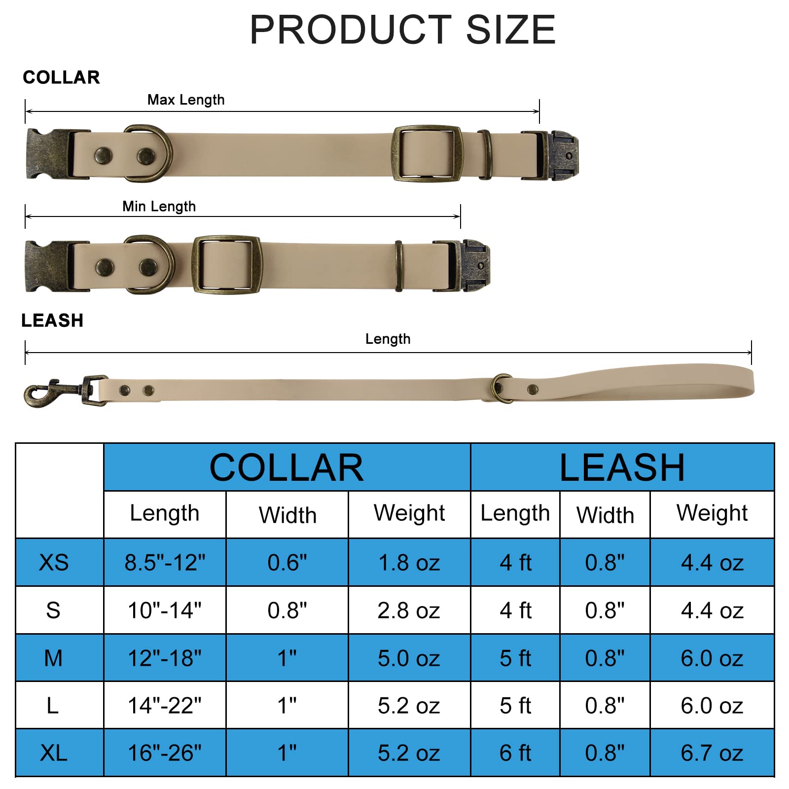 Wisedog Adjustable Dog Collar & Leash Set for Small Medium Large Dogs - Durable Nylon Pet Collar with Matching Leash & Free Poop Bag Holder (Large, Blue) - Perfect for Daily Walks, Training & Outdoor Adventures