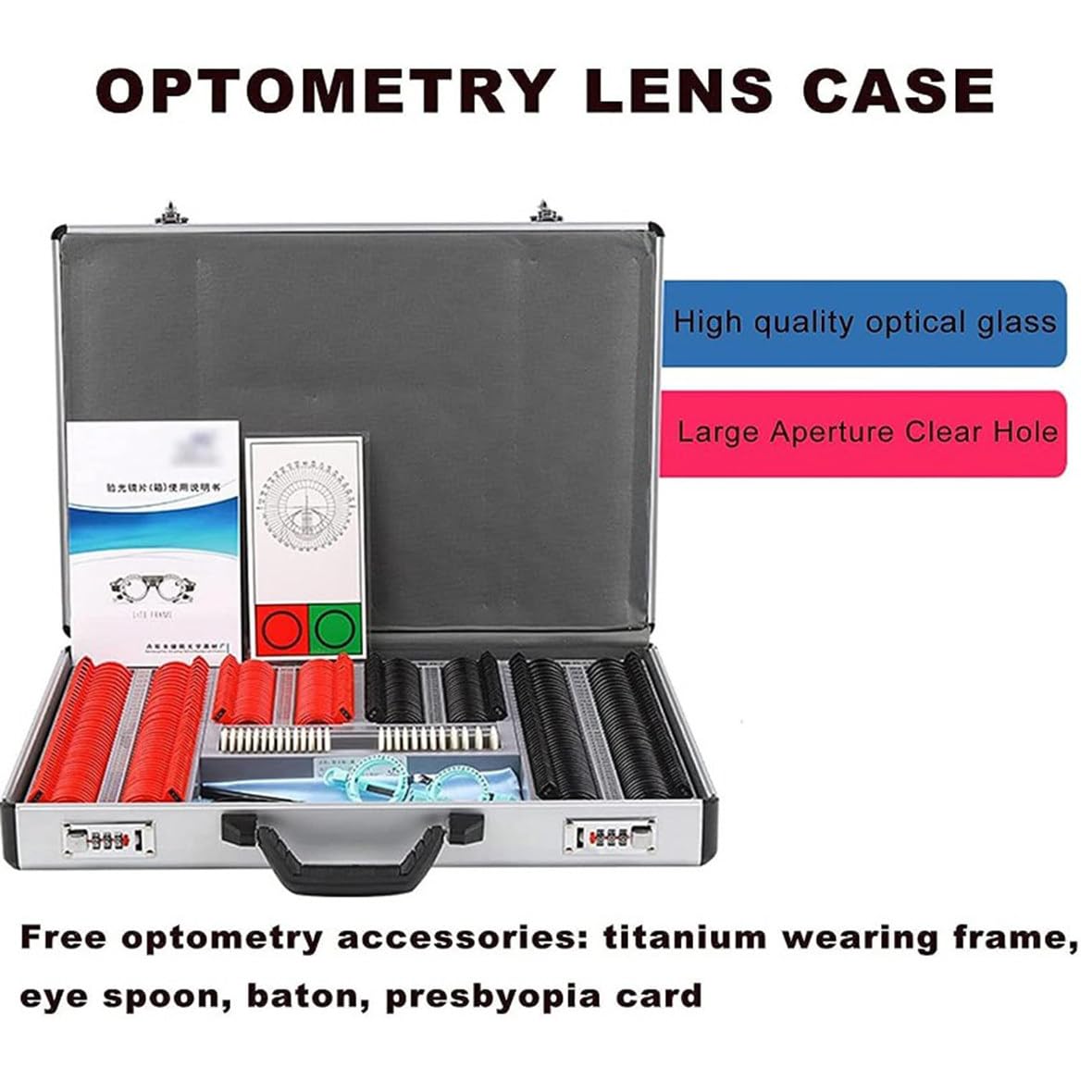 Premium 266-Piece Optical Test Lens Set with Metal Rim - Optometry Kit for Eye Exams, Includes Protective Case & Free Test Frame - Perfect for Optometrists, Eye Clinics & Vision Testing Professionals