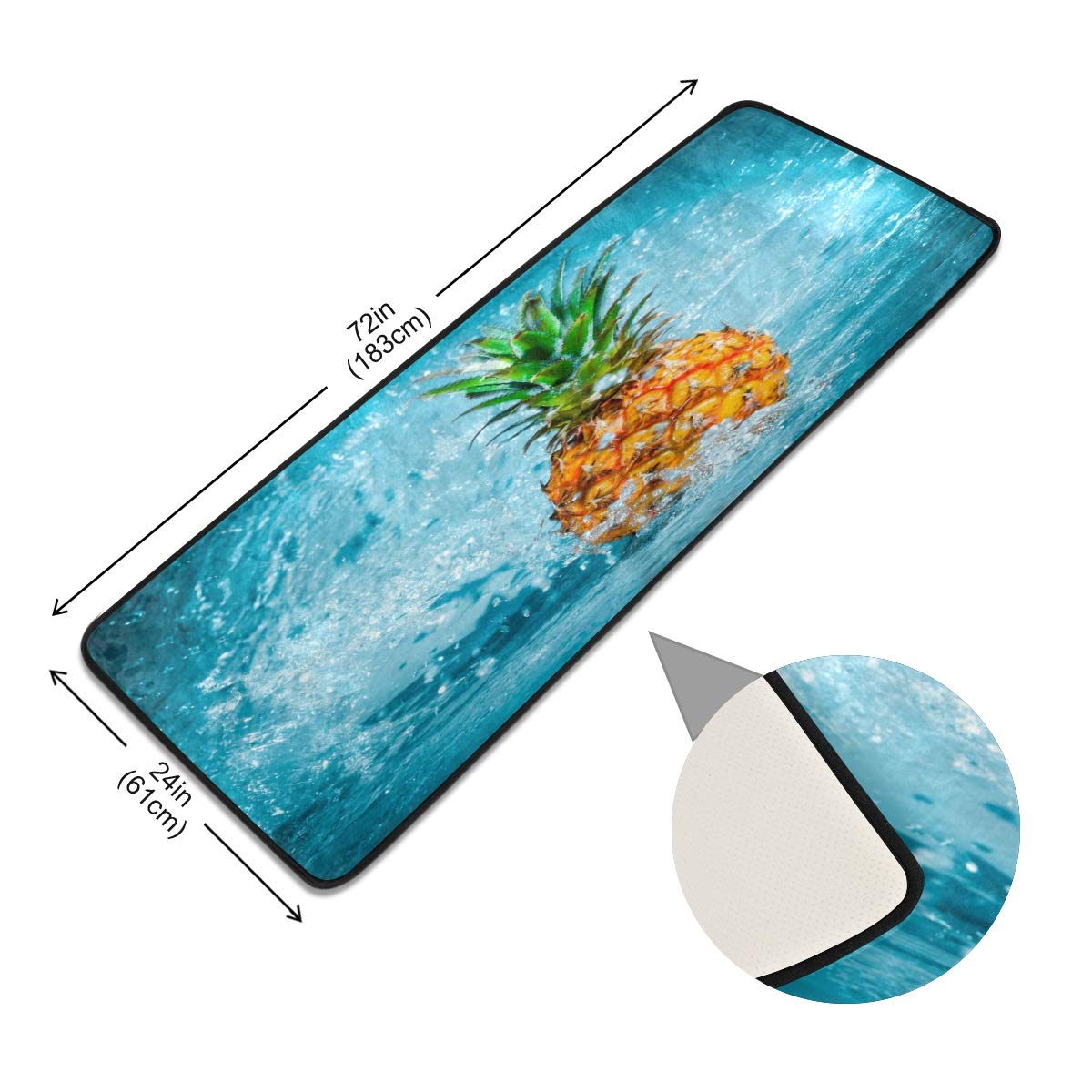 ALAZA Funny Pineapple Fruit Water Collection Area Mat - Non-Slip Absorbent Rug for Living Room, Bedroom, Kitchen - 2' x 6' - Perfect for Bathroom, Poolside, and Entryway Decor