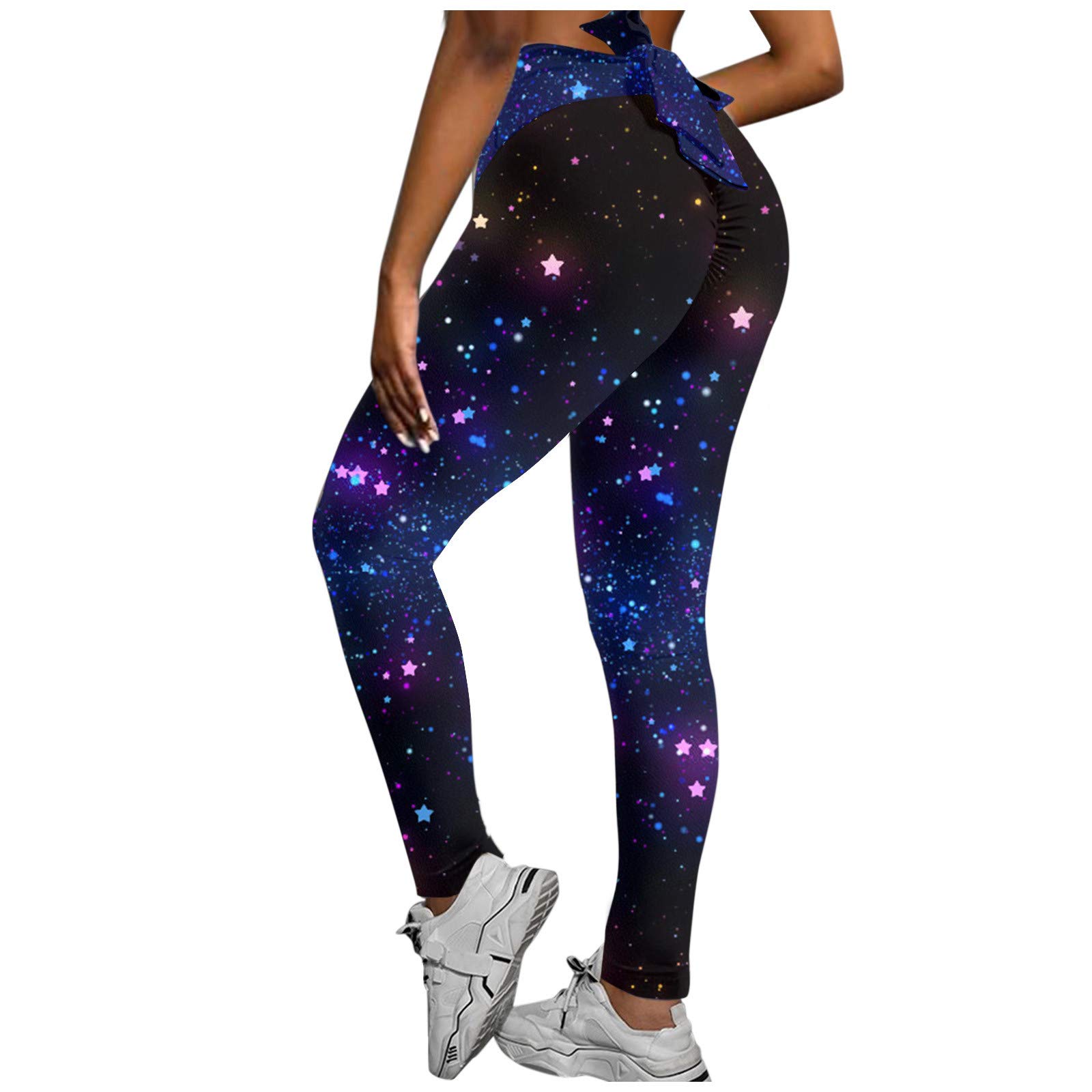 WANGPU Women's High Waist Yoga Pants - Stretchy Long Leggings for Fitness & Workouts - Printed Athletic Tights for Running, Gym & Yoga