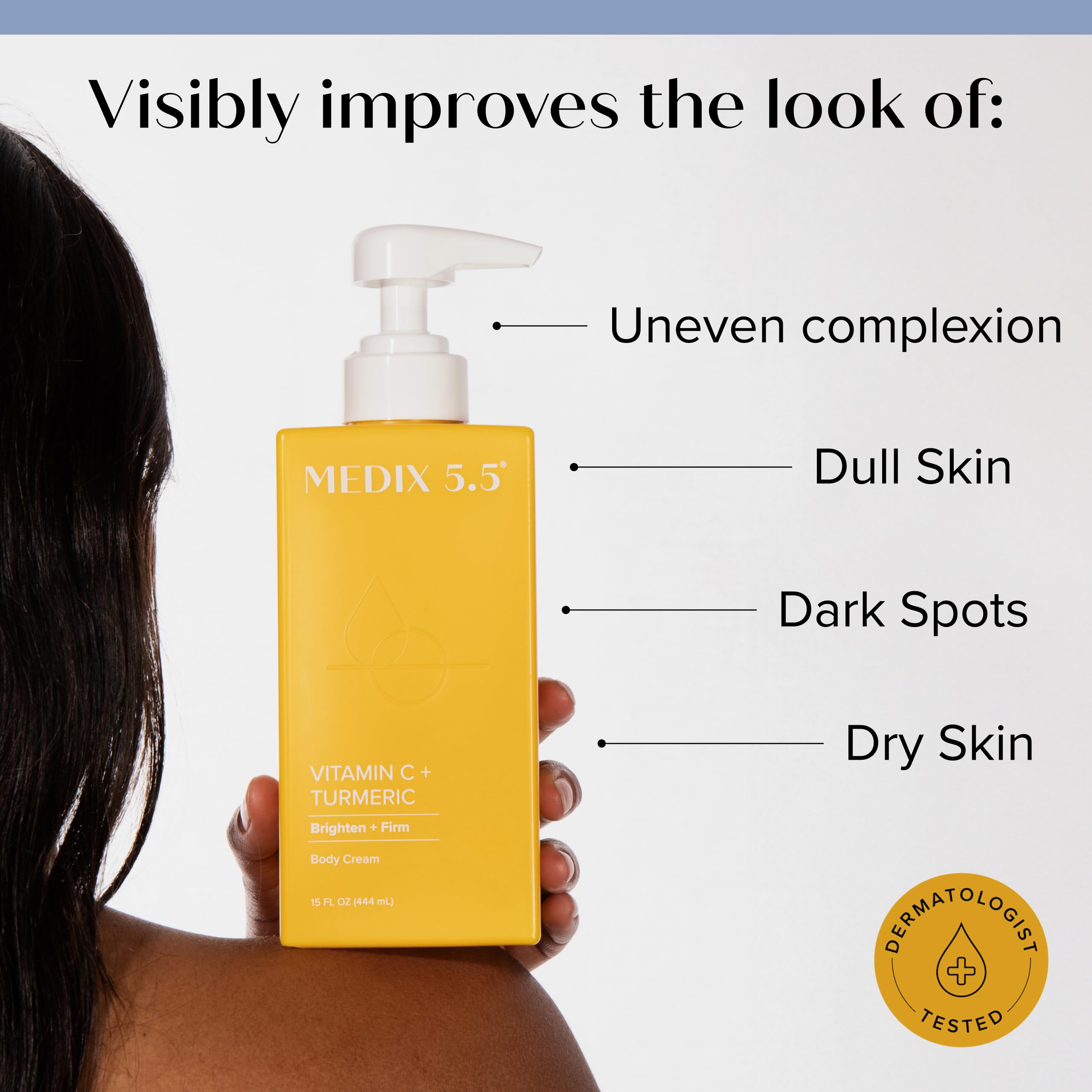 Medix 5.5 Vitamin C Brightening Cream - Anti-Aging Face & Body Moisturizer for Women & Men | Dark Spot Corrector, Wrinkle Reducer & Skin Tone Evening Lotion (15 Fl Oz) | Perfect for Daily Skincare Routine & Nighttime Hydration