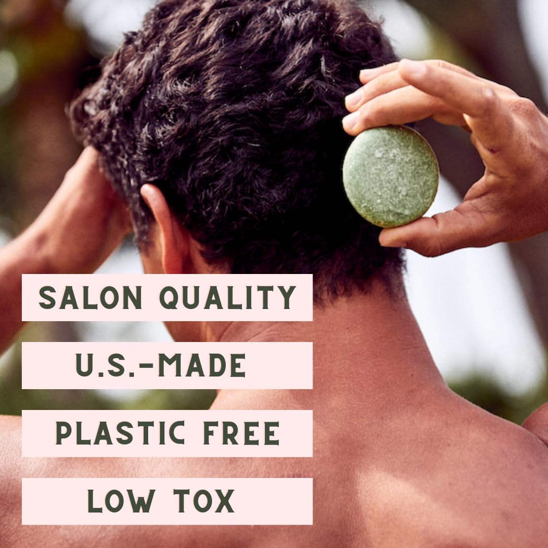 US-Made Vegan Argan Oil Solid Shampoo & Conditioner Bar Set - Natural, Cruelty-Free, Plastic-Free for All Hair Types (Lavender & Lime Scent) | Perfect for Travel, Camping & Eco-Friendly Hair Care