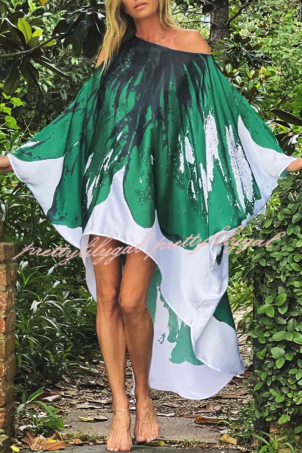 Elegant Floral Print One Shoulder Maxi Dress - Beach Cover Up, Summer Party & Vacation Outfit