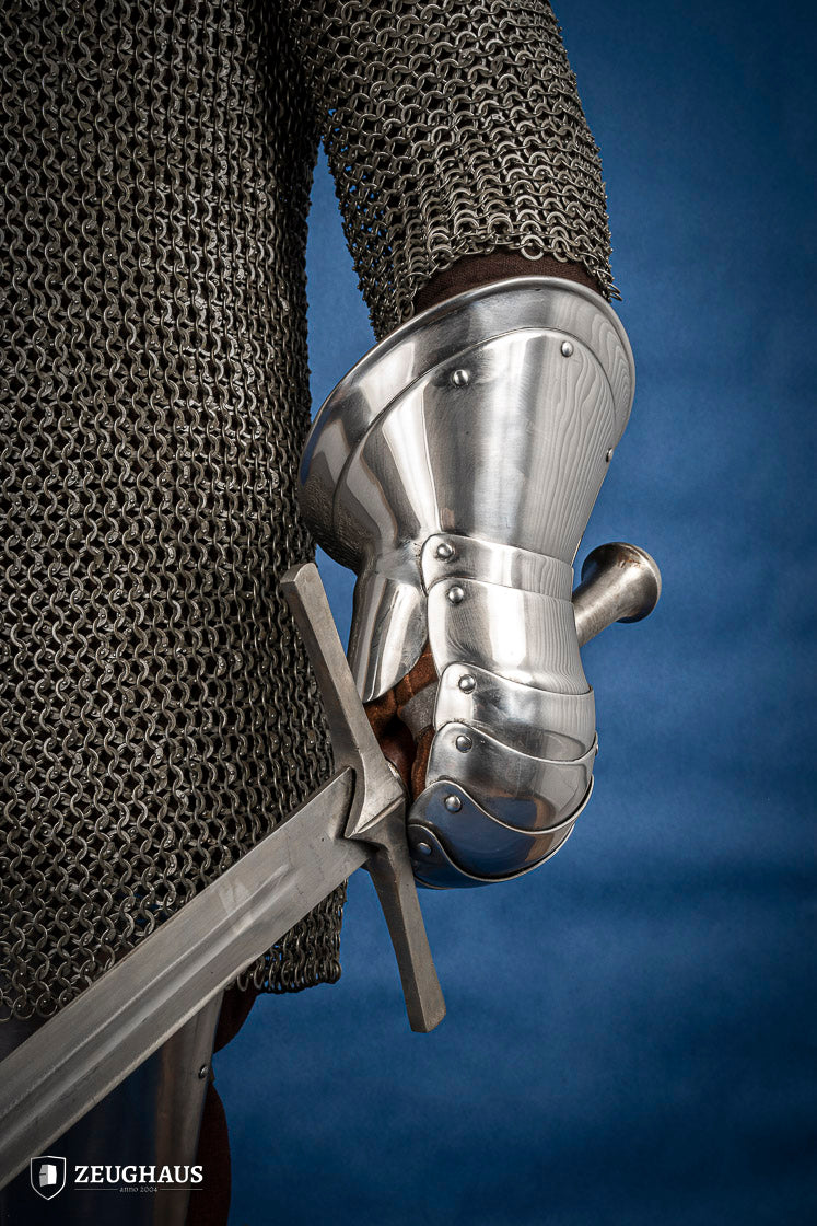 15th Century Mitten Gauntlets - 1.6mm Polished Steel Armor for Medieval Reenactment & LARP Battles
