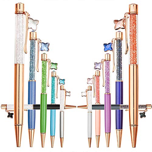 3-Pack Aisi Rose Gold Metal Ballpoint Pens with Crystal Diamonds - Slim, Retractable, Elegant Writing for Office, School & Gift Giving
