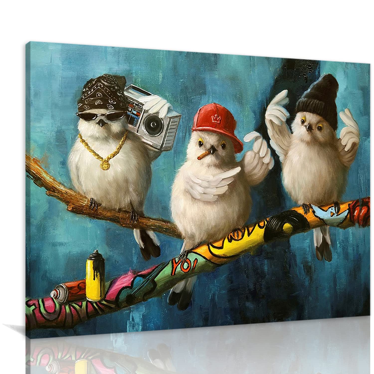 Fashion White Parrots Canvas Wall Art - Modern Animal Print Oil Painting Decor for Living Room, Bedroom & Office - Framed Ready to Hang 20x30 Inch - Perfect for Home Decor, Gifts & Wall Decoration