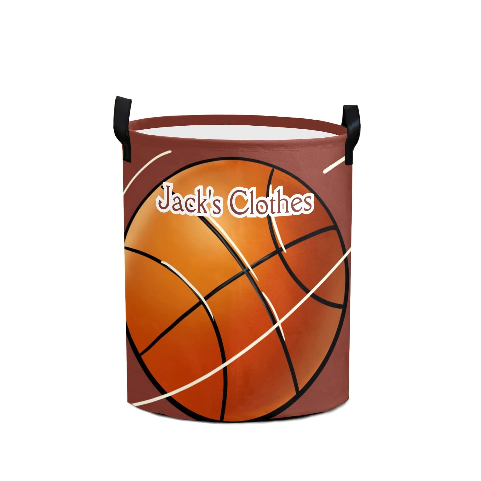 Personalized Basketball Laundry Hamper - Custom Waterproof Collapsible Drawstring Storage Bin with Handle for Clothes & Toys (50cm x 36cm) - Perfect for Kids' Rooms, Dorm Organization & Sports Themed Decor