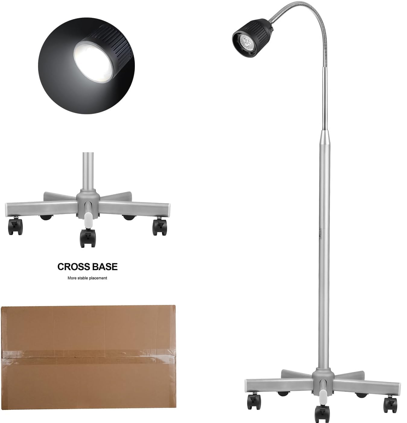 BONEW 35W LED Shadowless Floor Standing Exam Light - Adjustable Medical Examination Lamp for Dental, Surgery, and Clinical Use - Perfect for Hospitals, Clinics, and Home Healthcare
