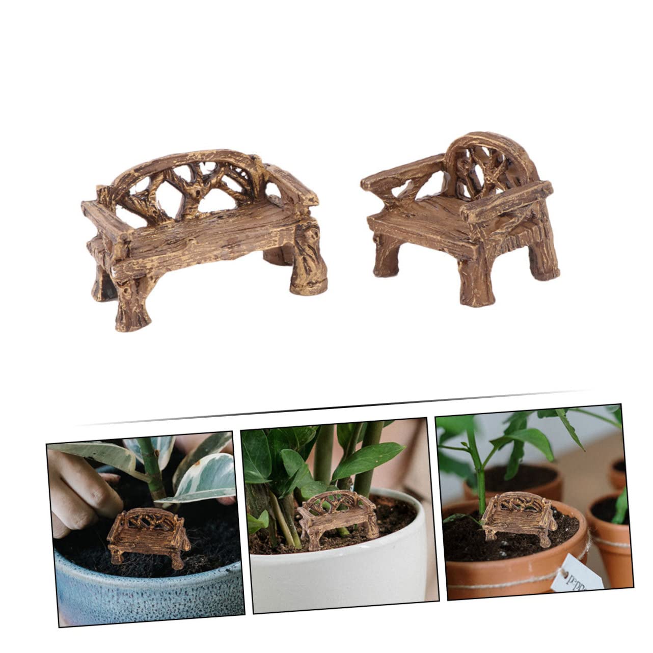 VICASKY 2-Piece Miniature Fairy Garden Table and Chair Set - Resin Dollhouse Accessories for Outdoor Micro Landscaping, Bonsai Decor, and Home Décor - Perfect for Fairy Gardens, Terrariums, and Miniature Displays
