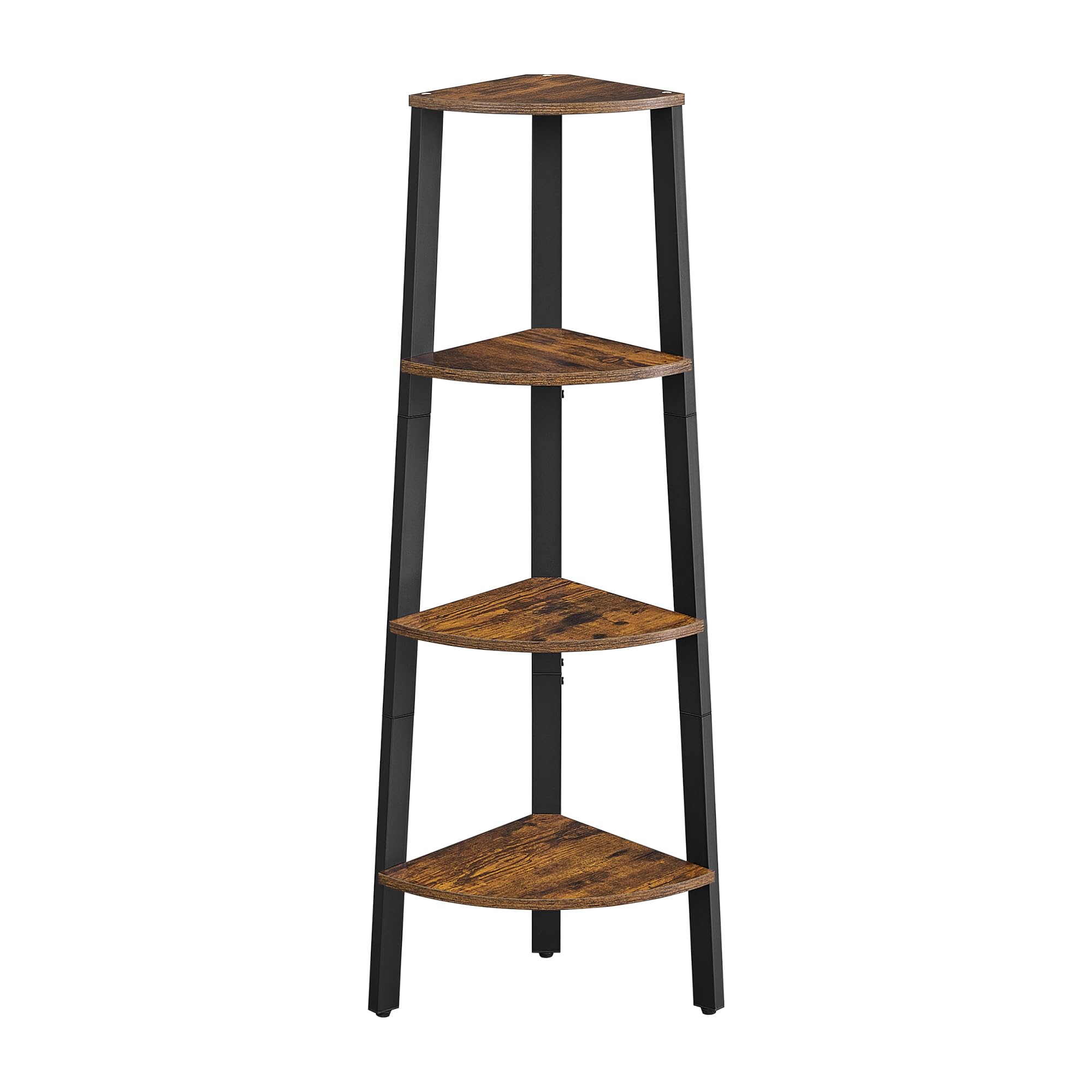 VASAGLE 4-Tier Industrial Corner Bookshelf - Rustic Brown & Black Ladder Shelf for Living Room, Office, Kitchen | Space-Saving Storage Solution for Plants, Books, Decor & More